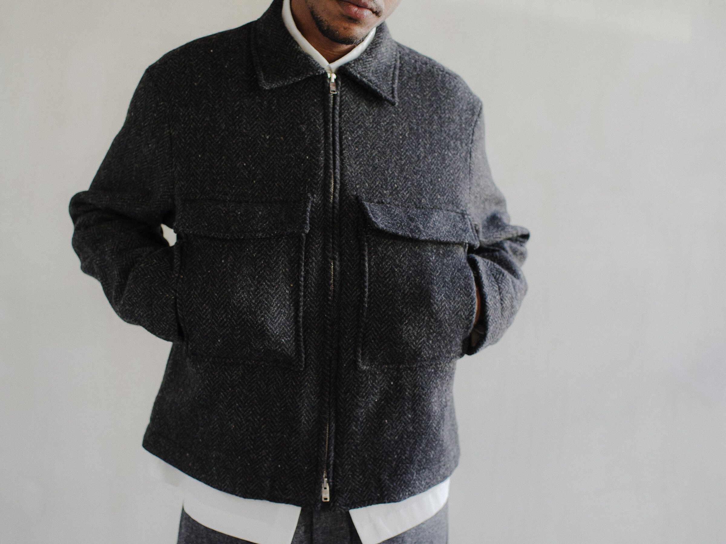 Evan Kinori Evan Kinori Zip Jacket - Irish Lambswool Herringbone | Grailed