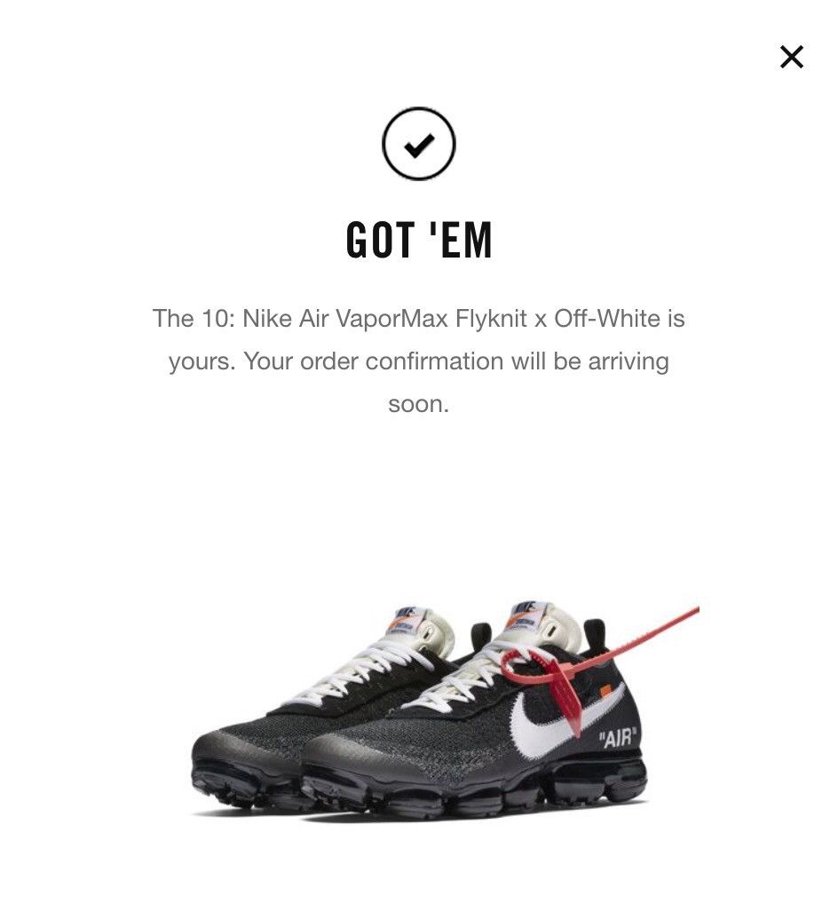 Nike vapormax off white got em sale