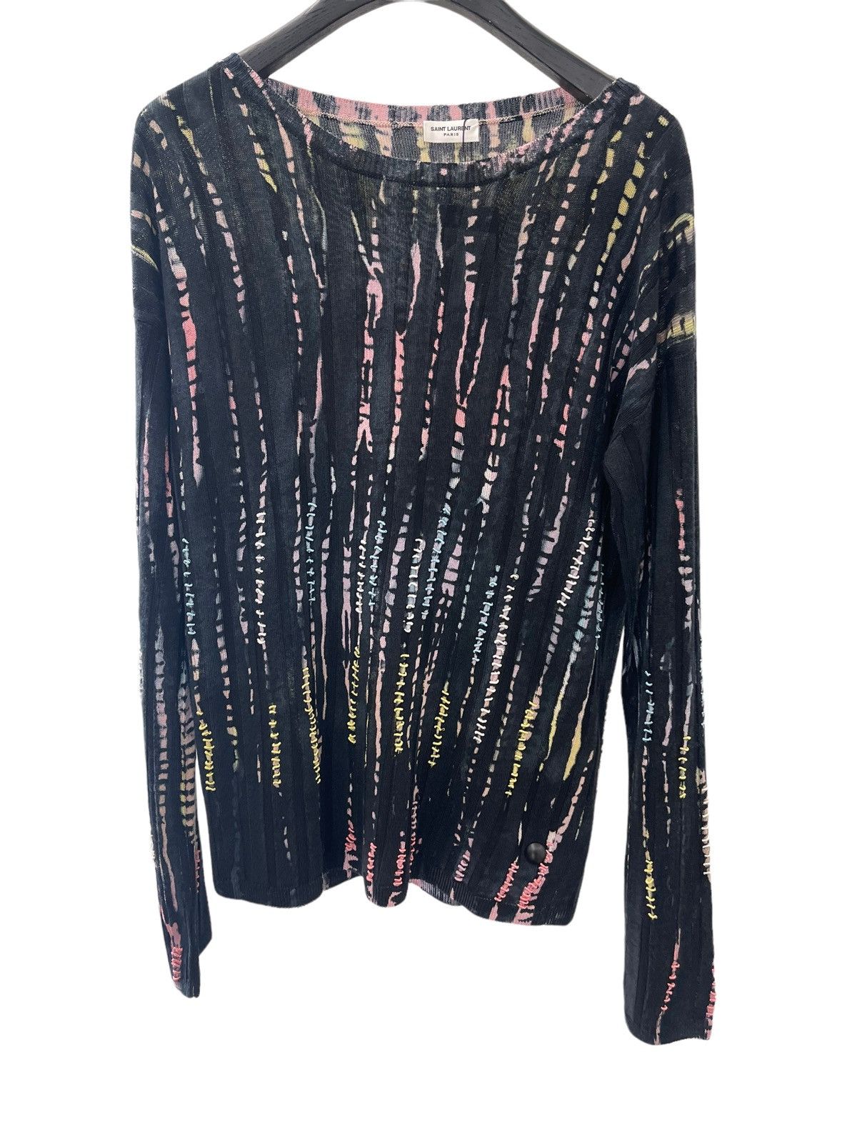 Saint Laurent Tye Dye Embroidered Knit Sweater