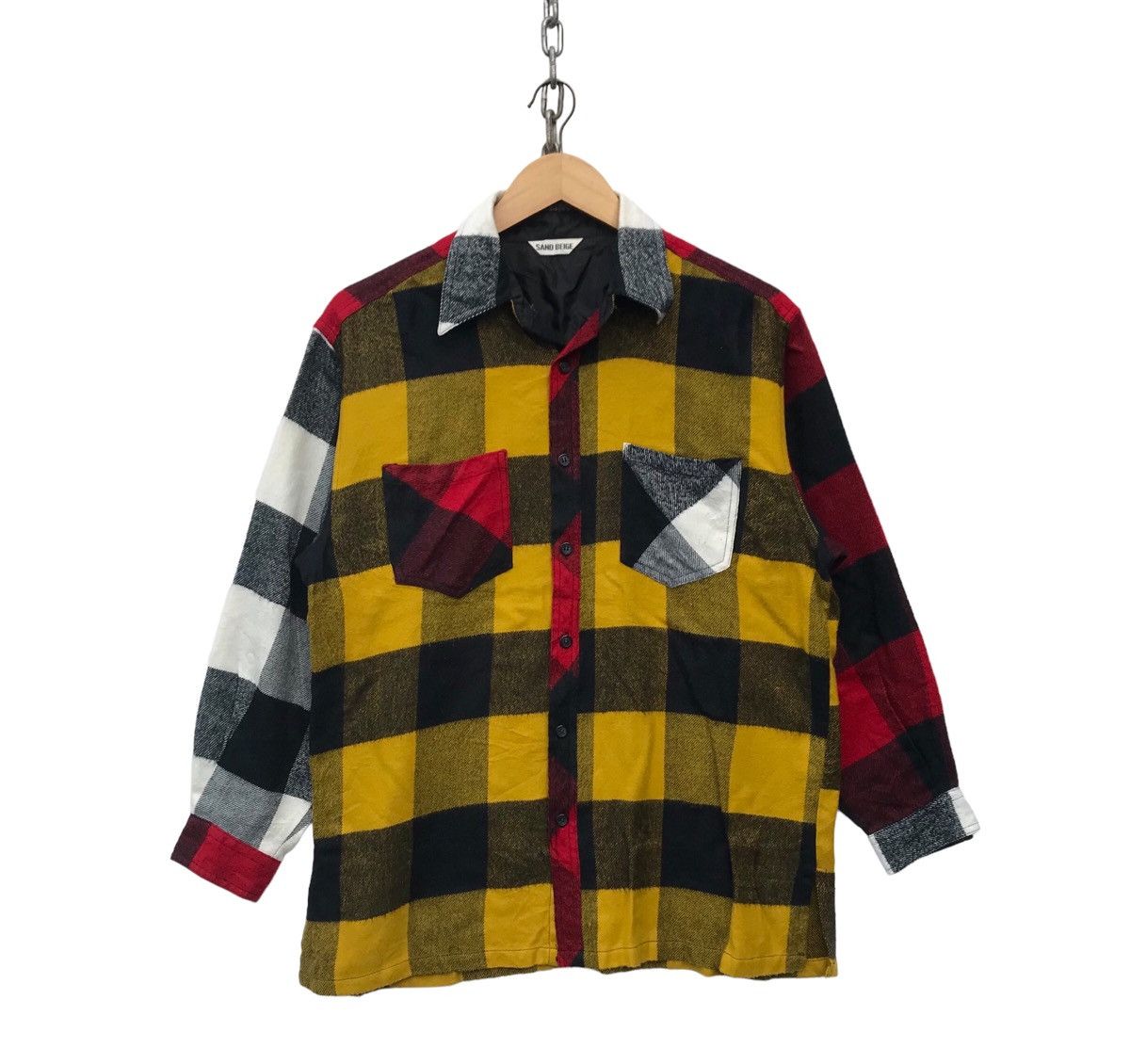 Flannel Sand Beige Multicolor Flannel Button Ups Streetwear Shirt Size US M / EU 48-50 / 2 - 1 Thumbnail