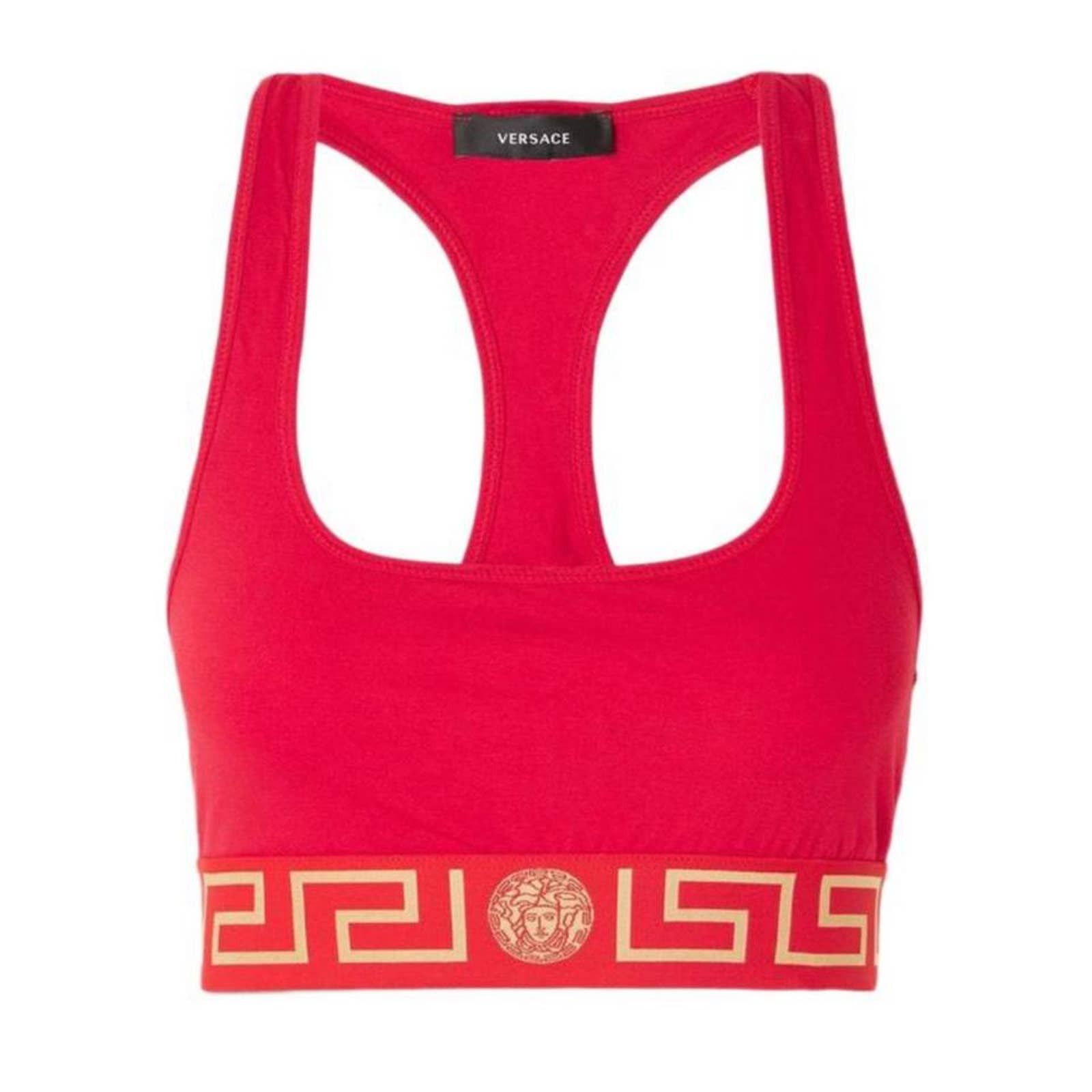 Medusa Greca logo cotton jersey lingerie bra