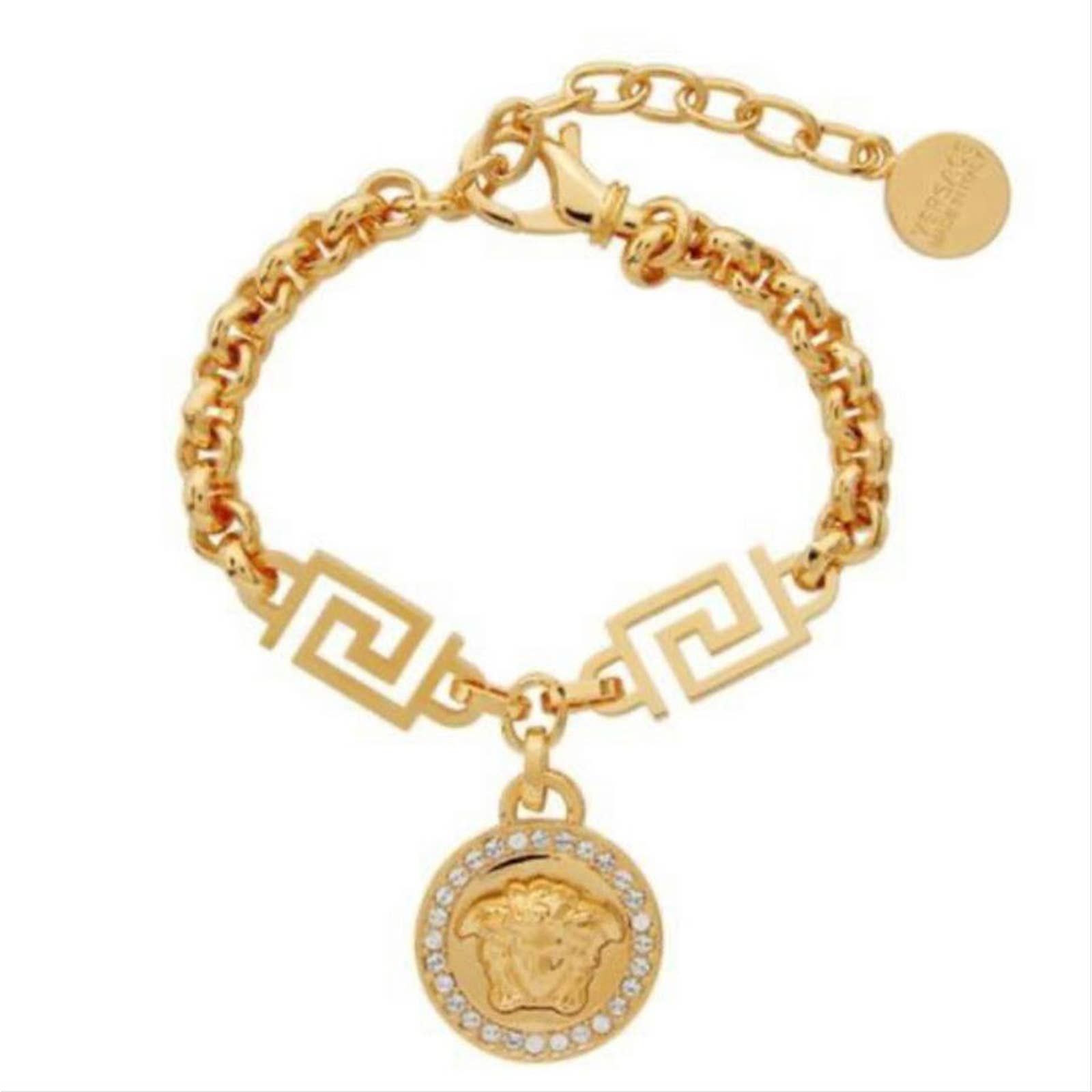 Versace Medusa crystal embellished Greca chain bracelet Size ONE SIZE - 1 Thumbnail