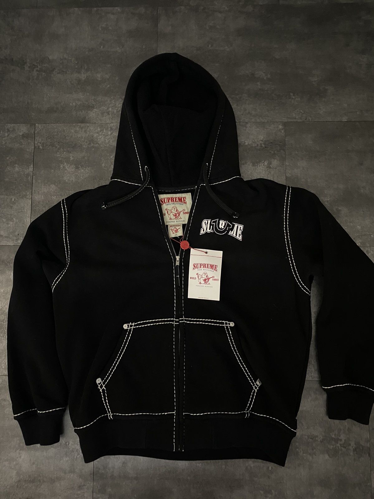 Supreme True Religion Zip Up Hoodie FW 22 - Large - Black