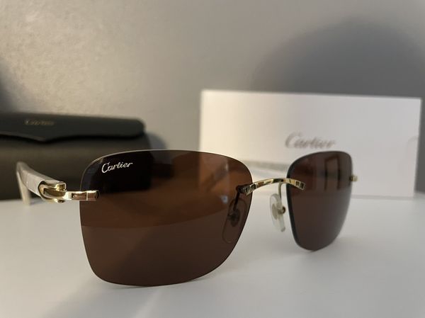 Cartier CARTIER CT0034RS. Pearl White Cartier Aztecs. Grailed