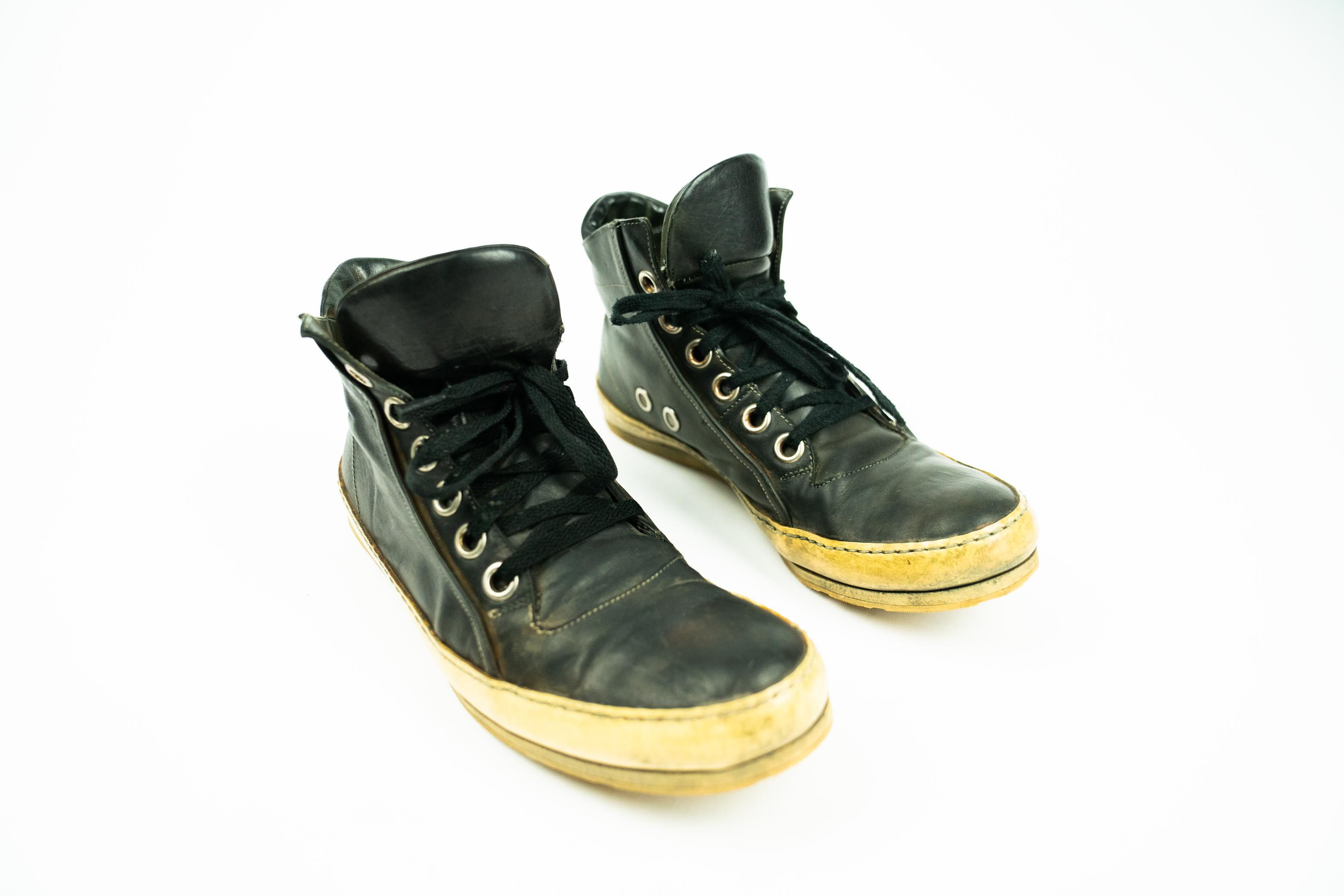 A Diciannoveventitre × A1923 Leather Sneakers Shoes Black Distress High Top  42 9 | Grailed