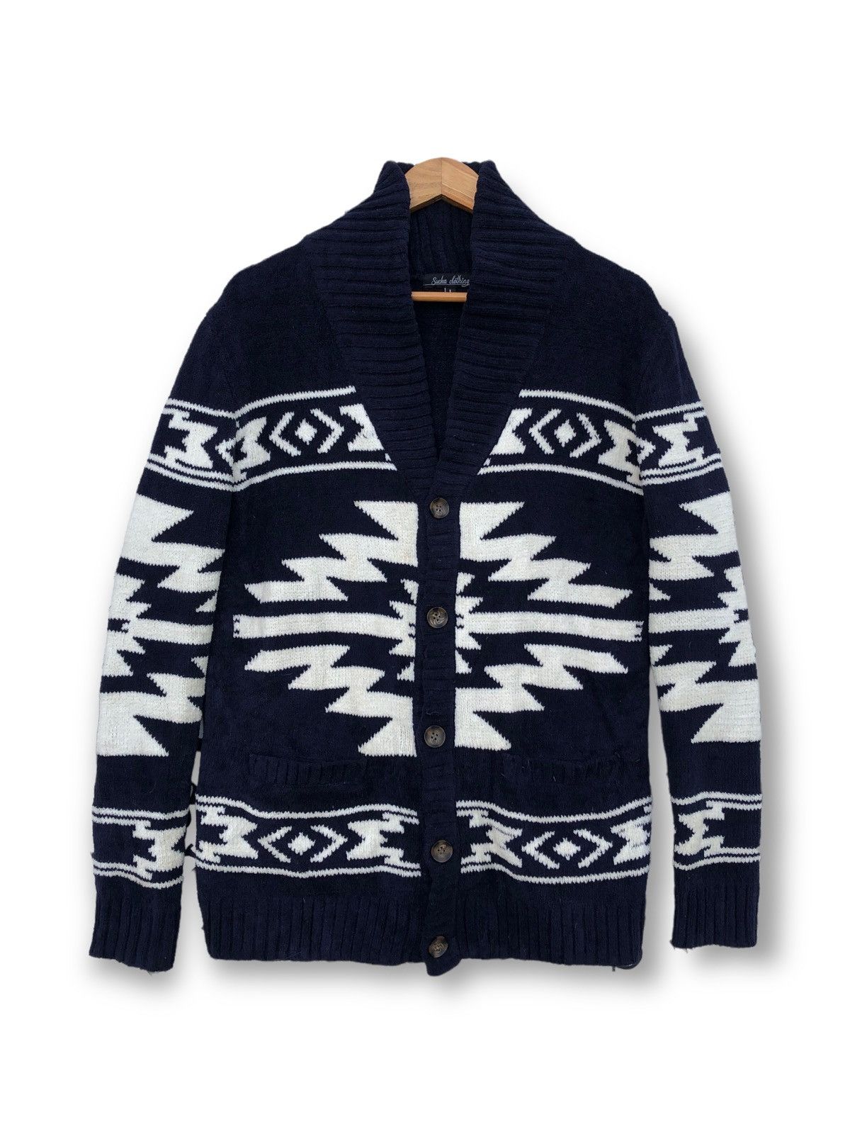 Aran Isles Knitwear 🔥Vintage Sucka Clothing Native/Navajo Knitwear Button Jacket Size US L / EU 52-54 / 3 - 2 Thumbnail