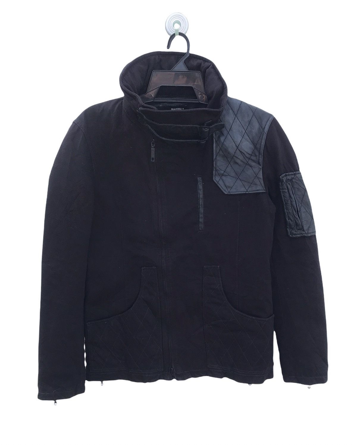 Katherine Hamnett trim with leather wool jacket