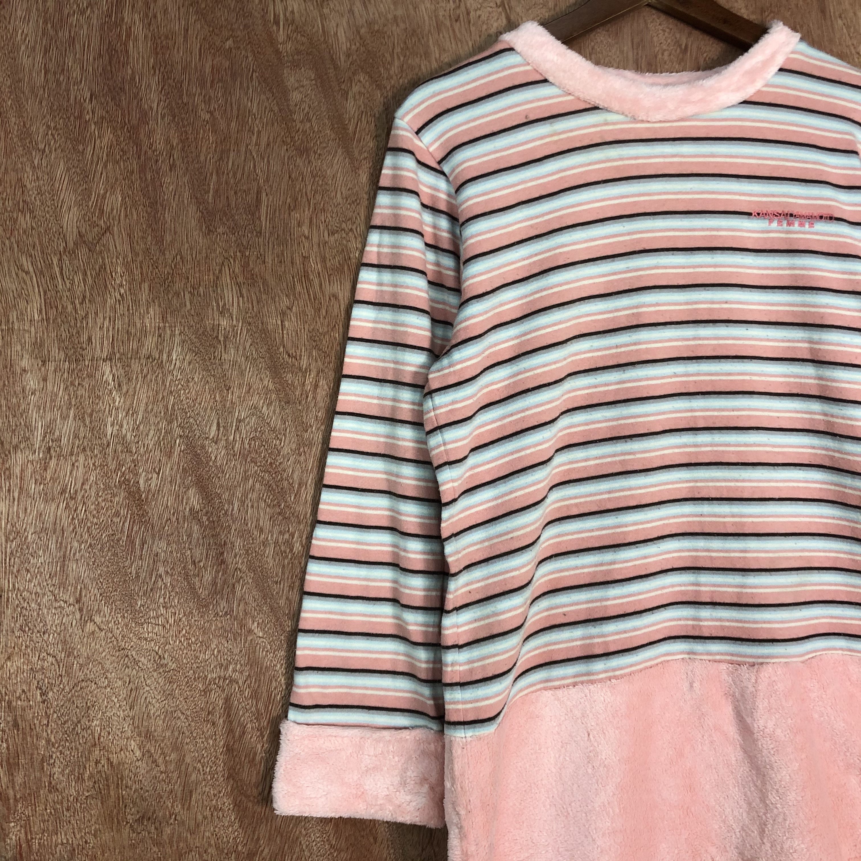 Japanese Brand × Kansai Yamamoto × Vintage Kansai Yamamoto Femme Pink stripe Sweatshirt #6144 Size M / US 6-8 / IT 42-44 - 7 Thumbnail