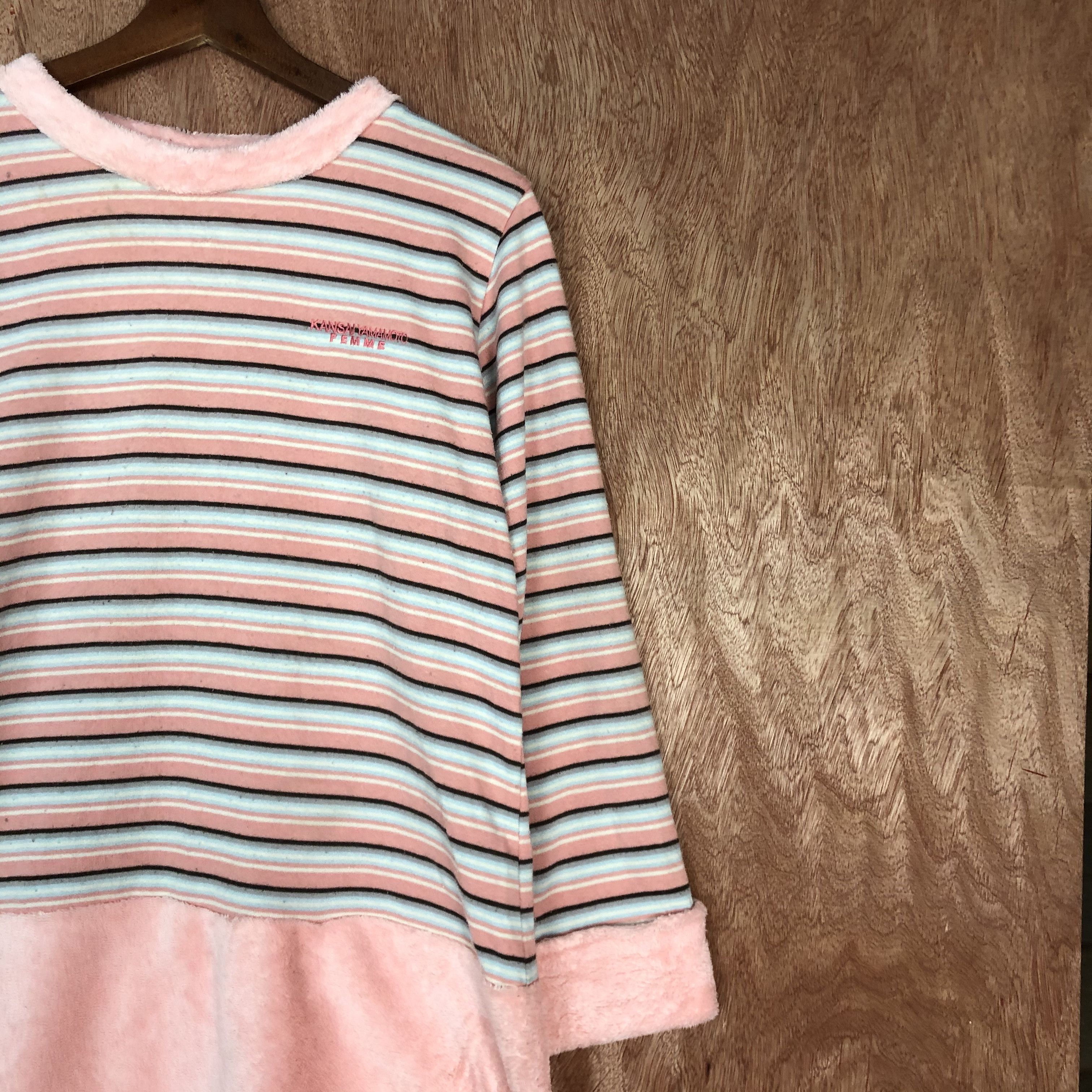 Japanese Brand × Kansai Yamamoto × Vintage Kansai Yamamoto Femme Pink stripe Sweatshirt #6144 Size M / US 6-8 / IT 42-44 - 4 Thumbnail