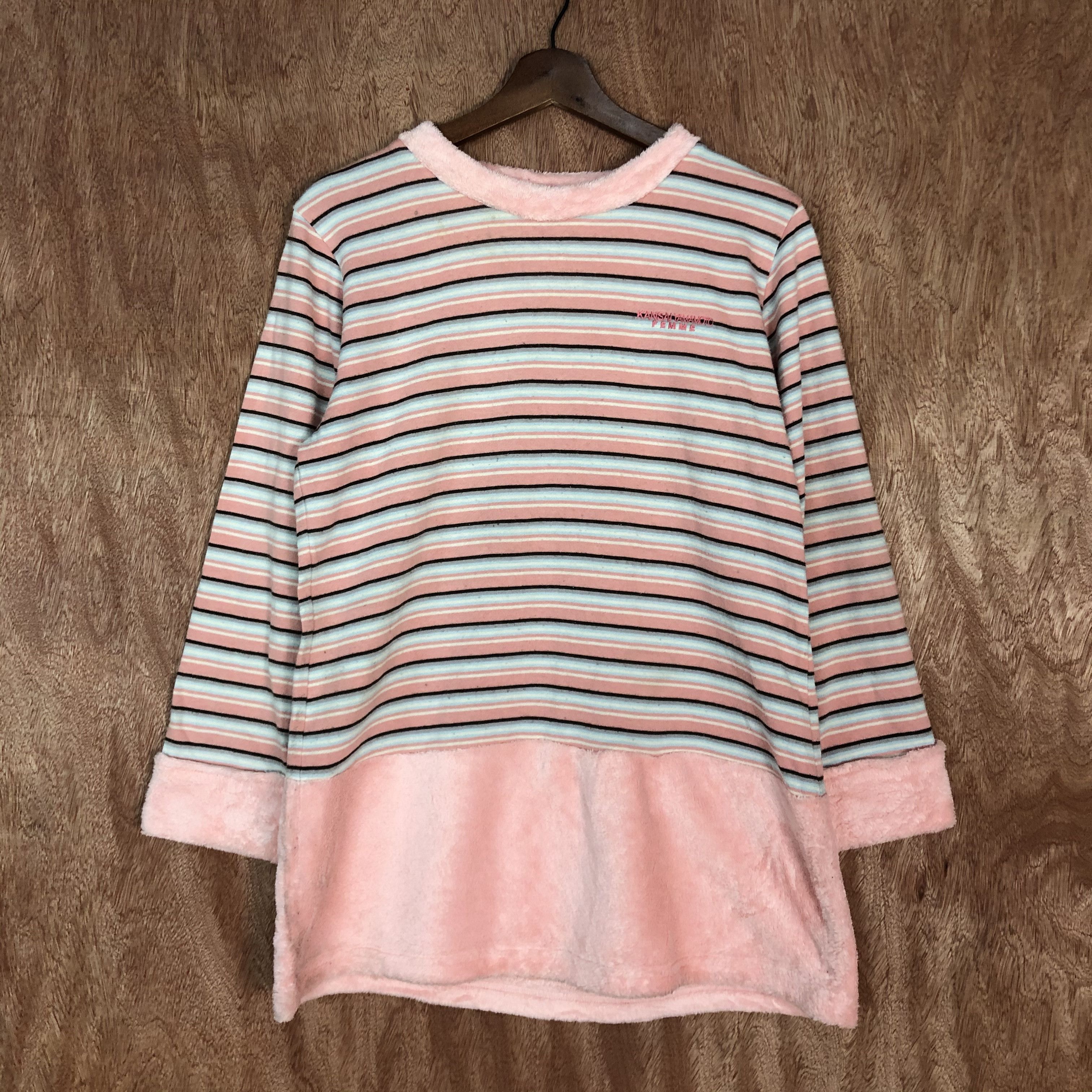 Japanese Brand × Kansai Yamamoto × Vintage Kansai Yamamoto Femme Pink stripe Sweatshirt #6144 Size M / US 6-8 / IT 42-44 - 3 Thumbnail