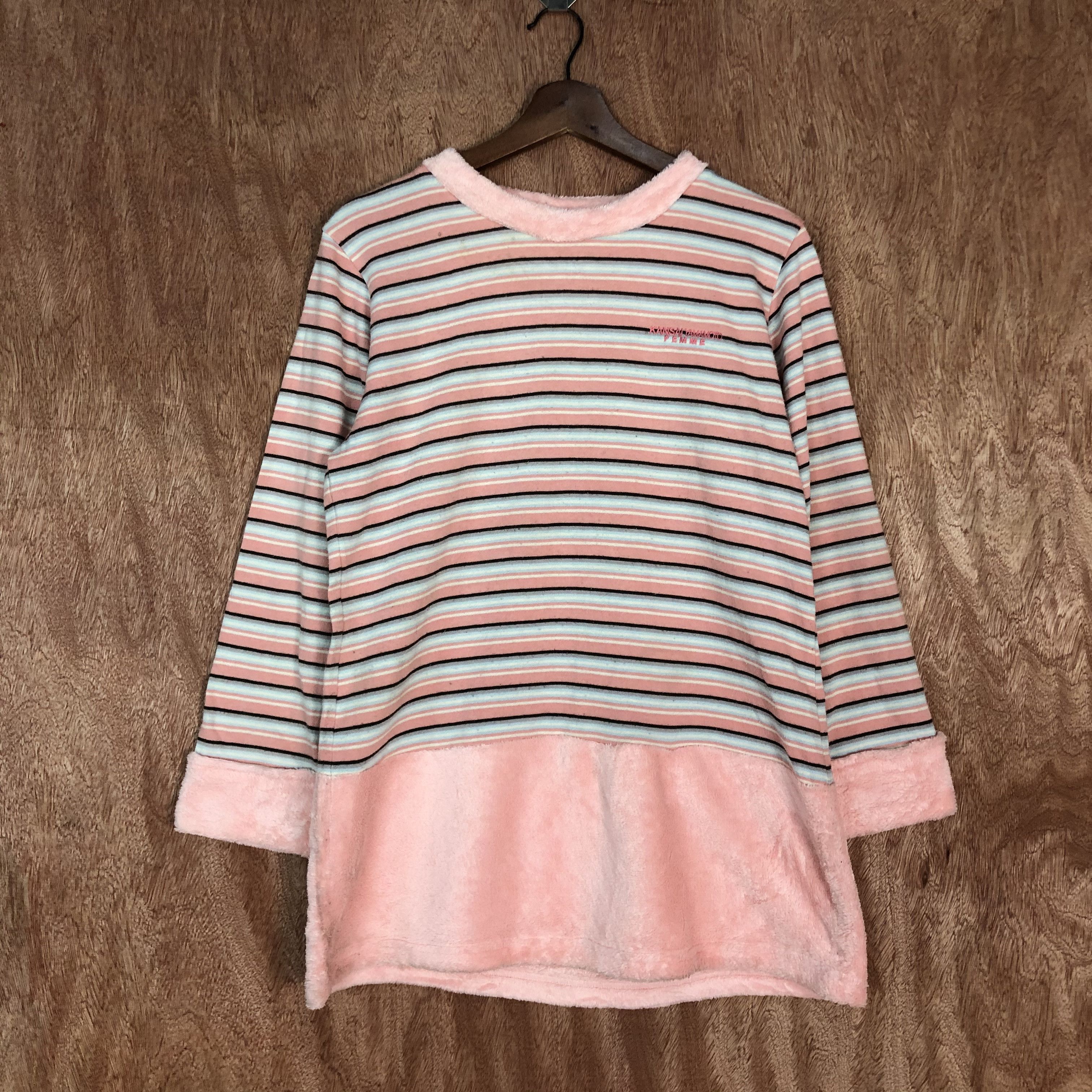 Japanese Brand × Kansai Yamamoto × Vintage Kansai Yamamoto Femme Pink stripe Sweatshirt #6144 Size M / US 6-8 / IT 42-44 - 1 Thumbnail