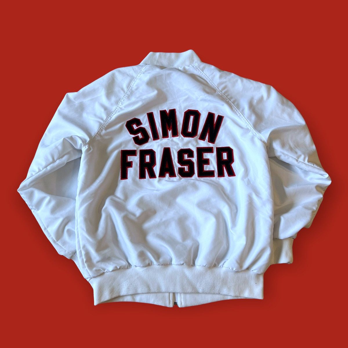 Vintage 90s Simon Fraser Universty Swimming Bomber Jacket Made USA Size US S / EU 44-46 / 1 - 1 Thumbnail