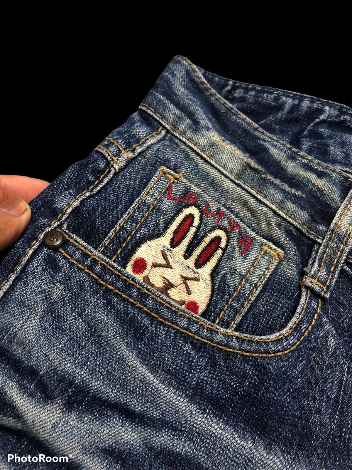Other WASHED BLUE LOLITA RABBIT EMBROIDERY JEANS Size US 29 - 5 Thumbnail