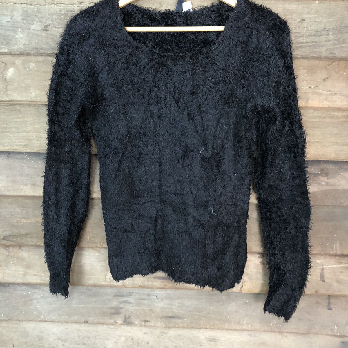 H&M × Homespun Knitwear H&M Black Shag Shaggy Fur Mohair Knitwear #7005 Size XS / US 0-2 / IT 36-38 - 3 Thumbnail