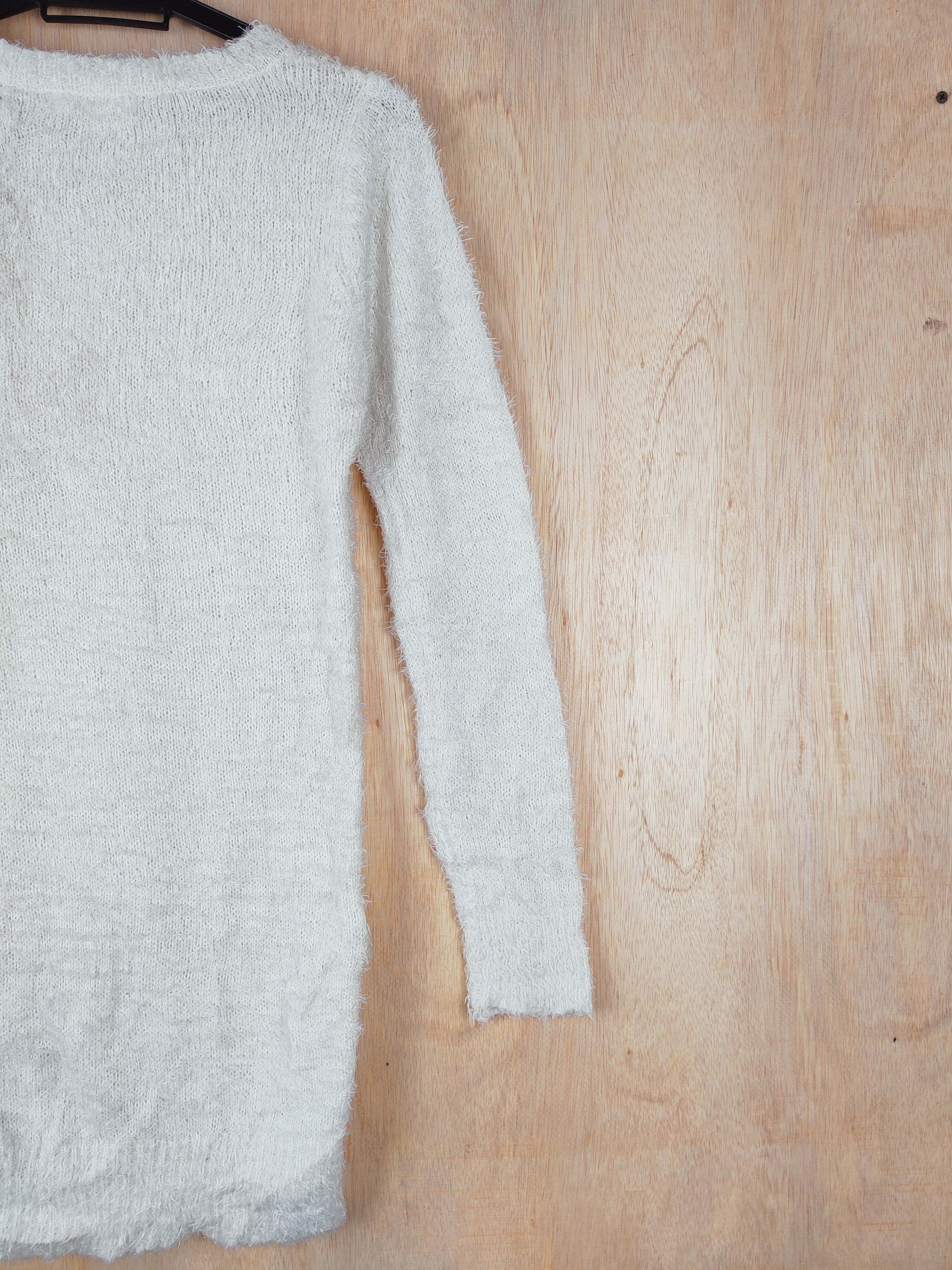 Homespun Knitwear × Japanese Brand Mary Rose White Shag Shaggy Fur Mohair Knitwear #S279 Size M / US 6-8 / IT 42-44 - 7 Thumbnail