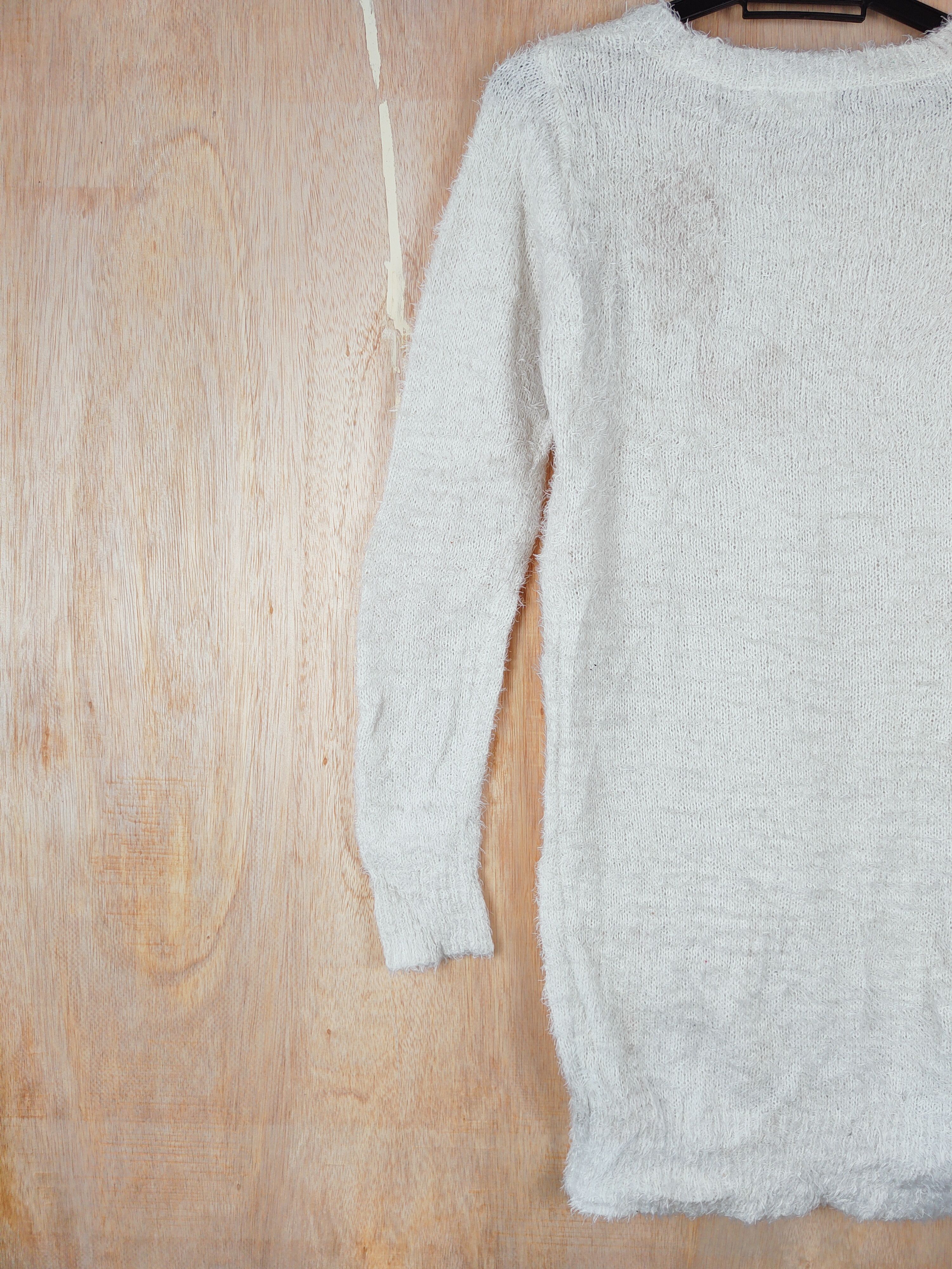 Homespun Knitwear × Japanese Brand Mary Rose White Shag Shaggy Fur Mohair Knitwear #S279 Size M / US 6-8 / IT 42-44 - 6 Thumbnail