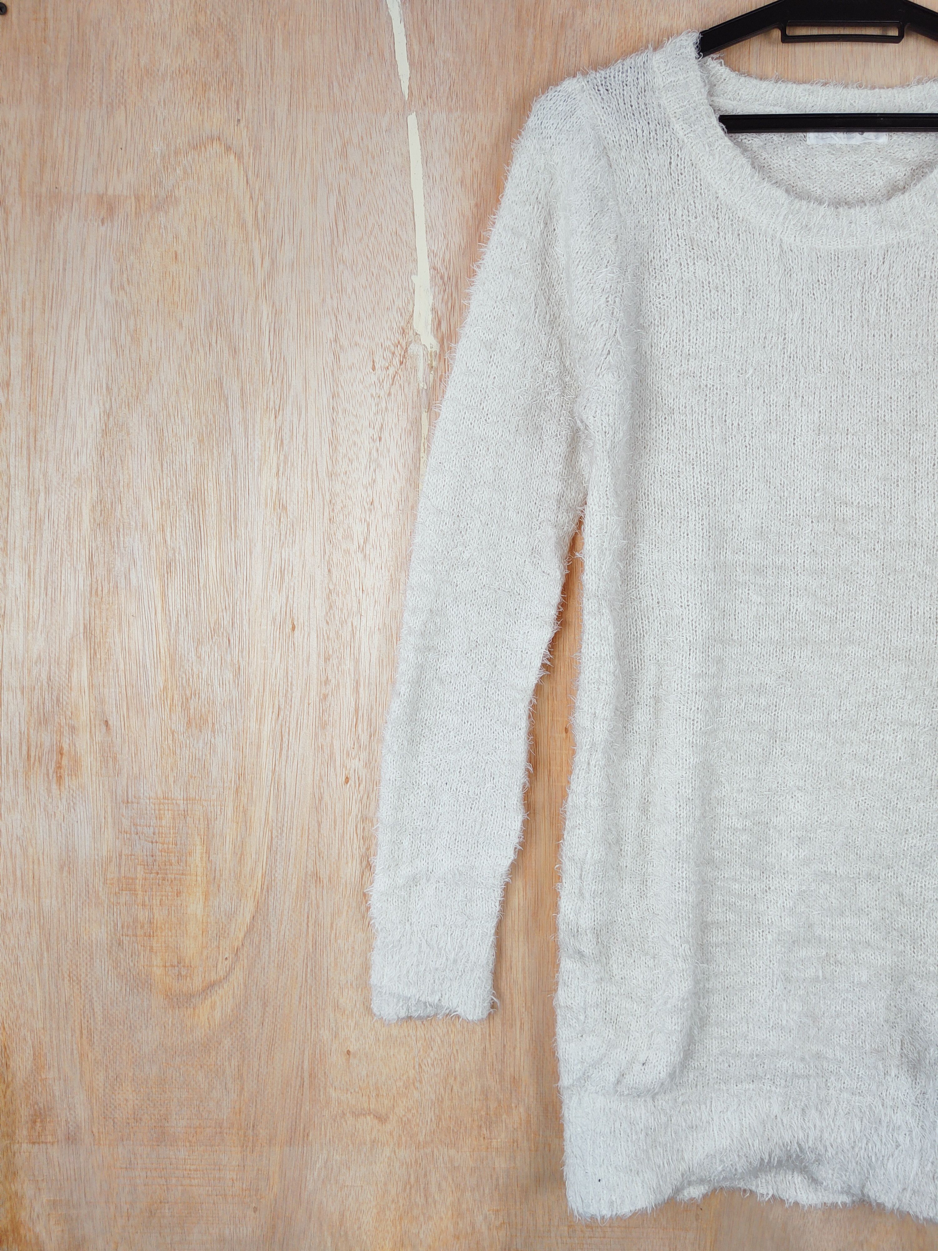 Homespun Knitwear × Japanese Brand Mary Rose White Shag Shaggy Fur Mohair Knitwear #S279 Size M / US 6-8 / IT 42-44 - 3 Thumbnail