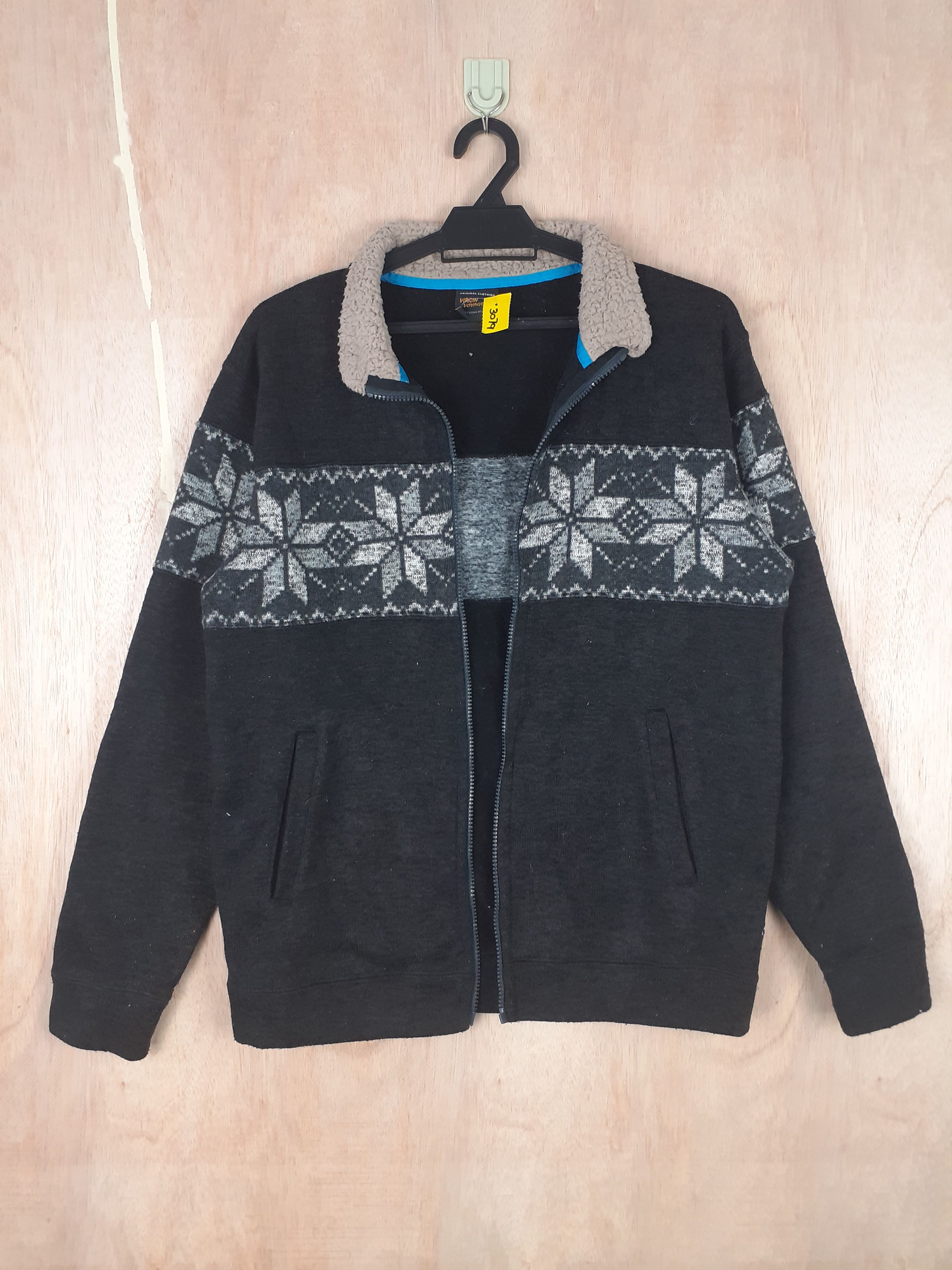 image of Vintage Virgin Voyage Black Winter Jacket Sweater 3079, Men's (Size Medium)