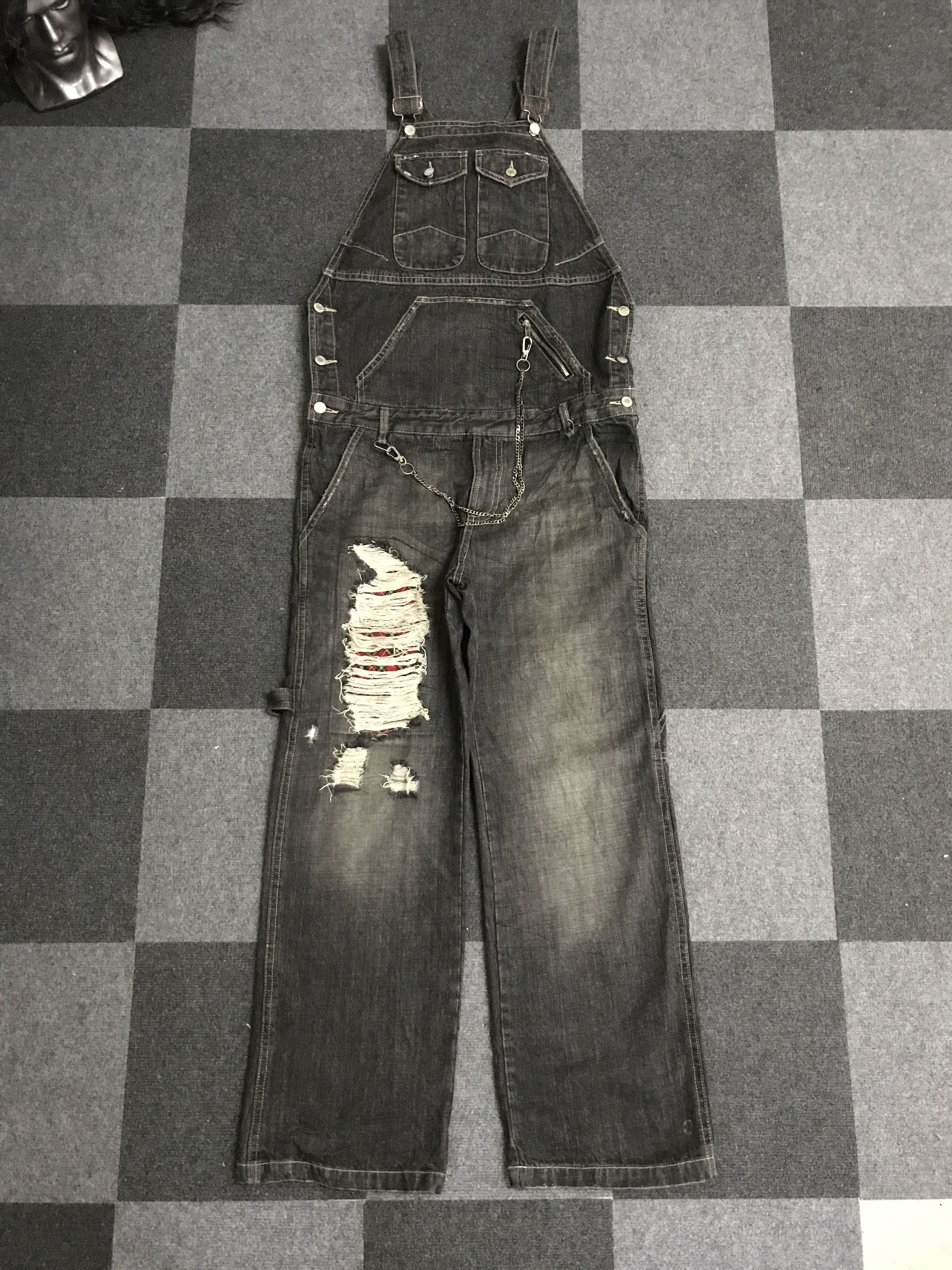 Japanese Brand OVA5 Deorart Japan Punk Street Jeans Distressed Overall Size US 37 - 3 Thumbnail