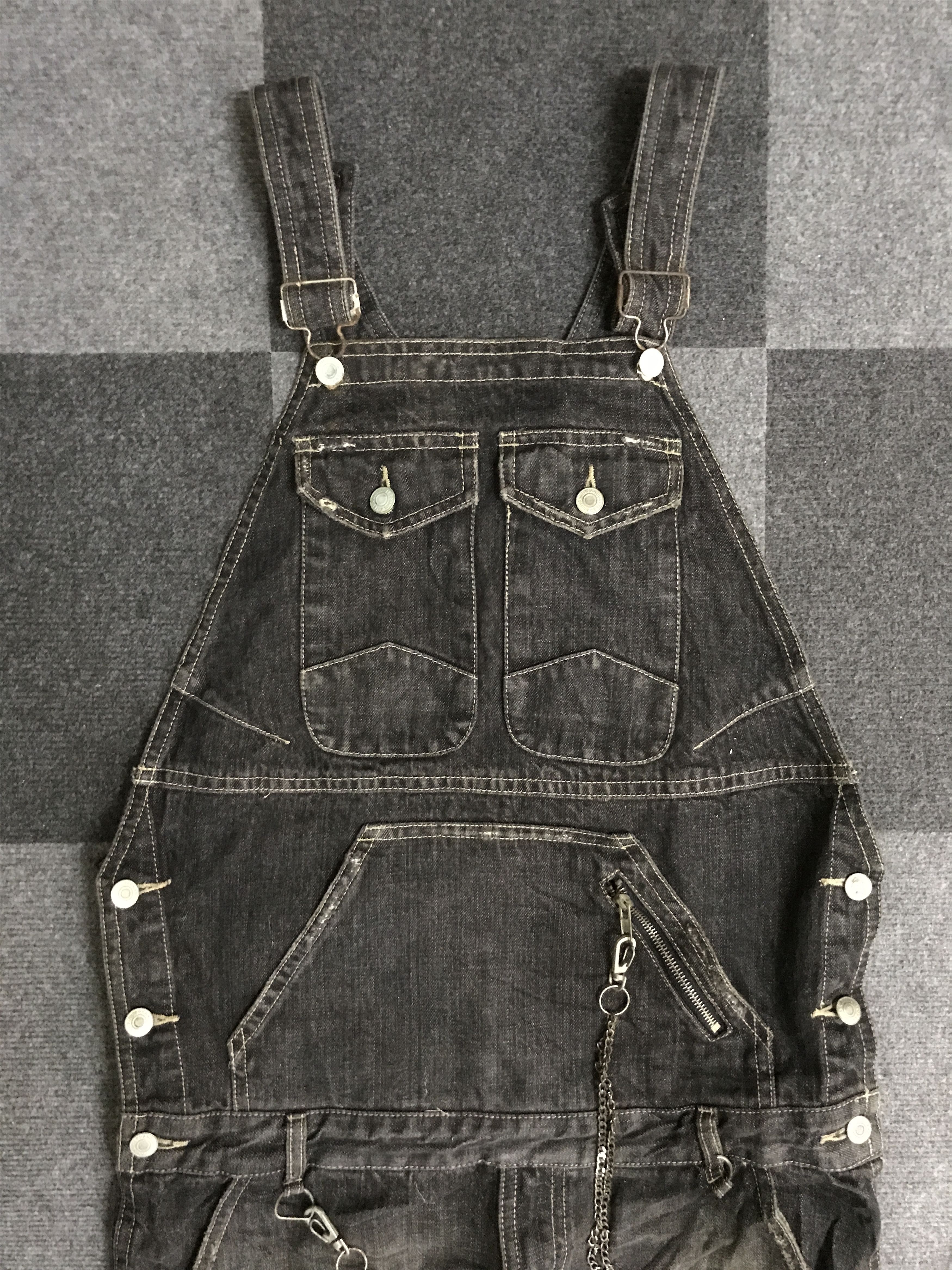 Japanese Brand OVA5 Deorart Japan Punk Street Jeans Distressed Overall Size US 37 - 4 Thumbnail