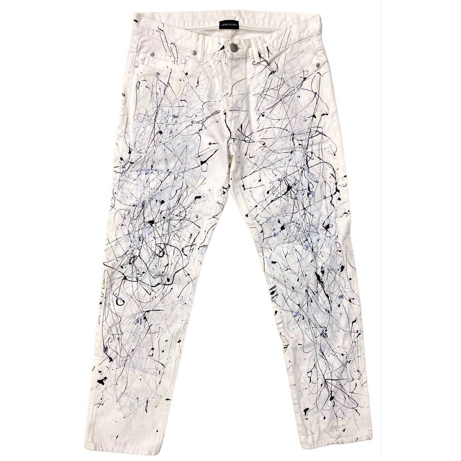 John Elliott Men's Daze 2 Paint Splatter Japanese Denim Jean