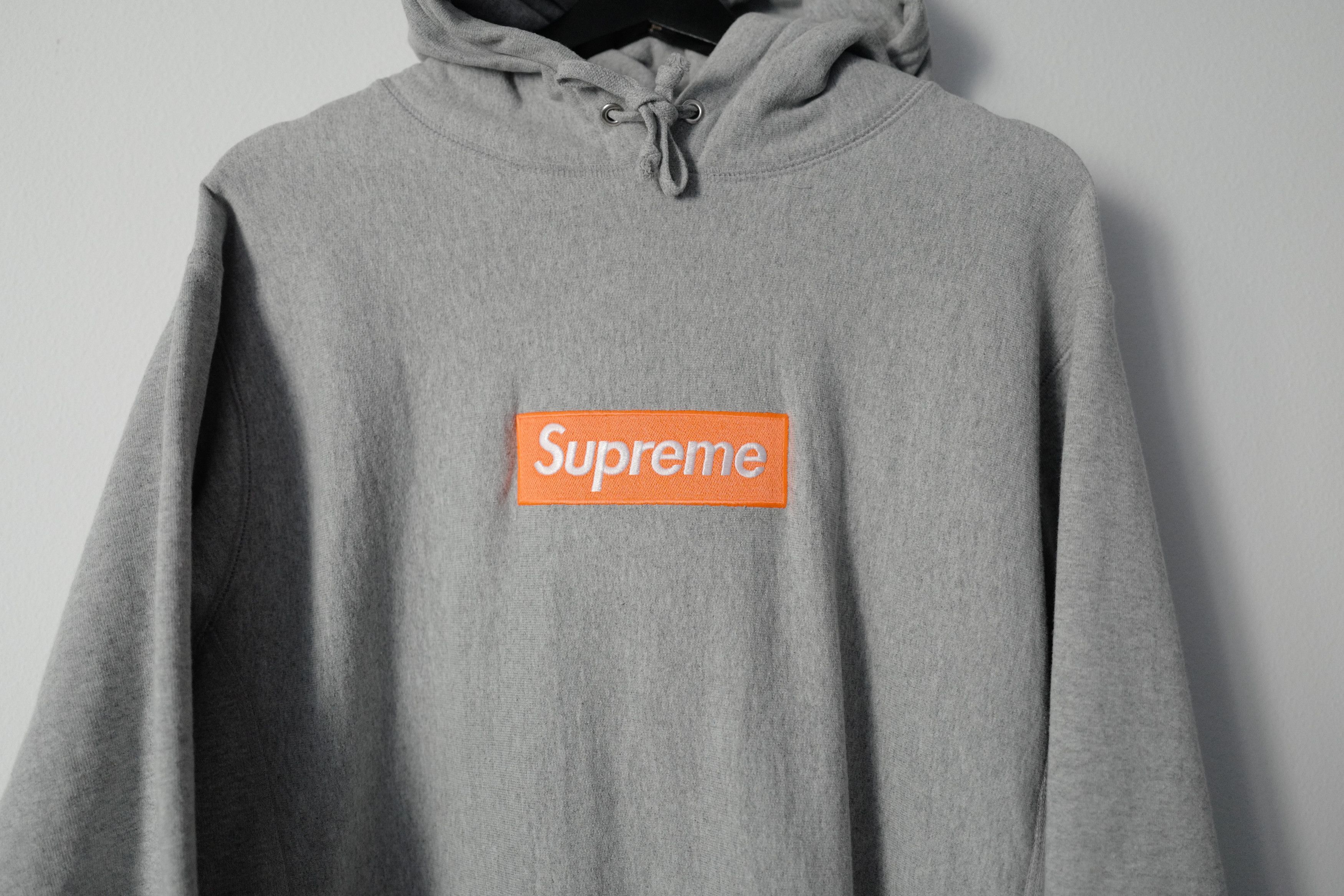 Supreme Box Logo Hoodie Sweatshirt (Grey/Orange) Size US L / EU 52-54 / 3 - 2 Thumbnail