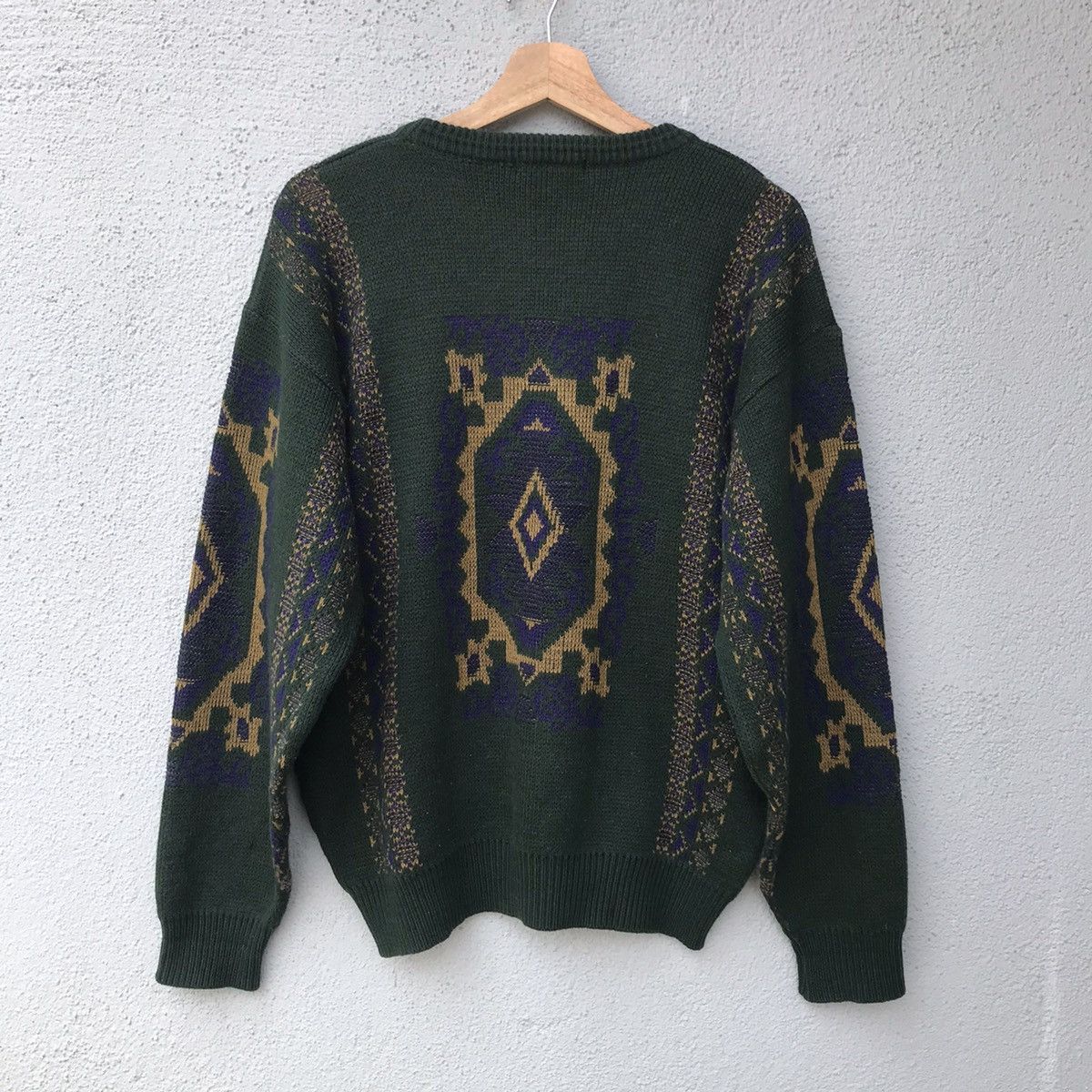 Aran Isles Knitwear Vintage Japanese Brand Green Navajo Knitwear Sweater Size US L / EU 52-54 / 3 - 10 Thumbnail