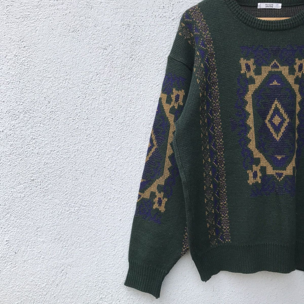 Aran Isles Knitwear Vintage Japanese Brand Green Navajo Knitwear Sweater Size US L / EU 52-54 / 3 - 4 Thumbnail