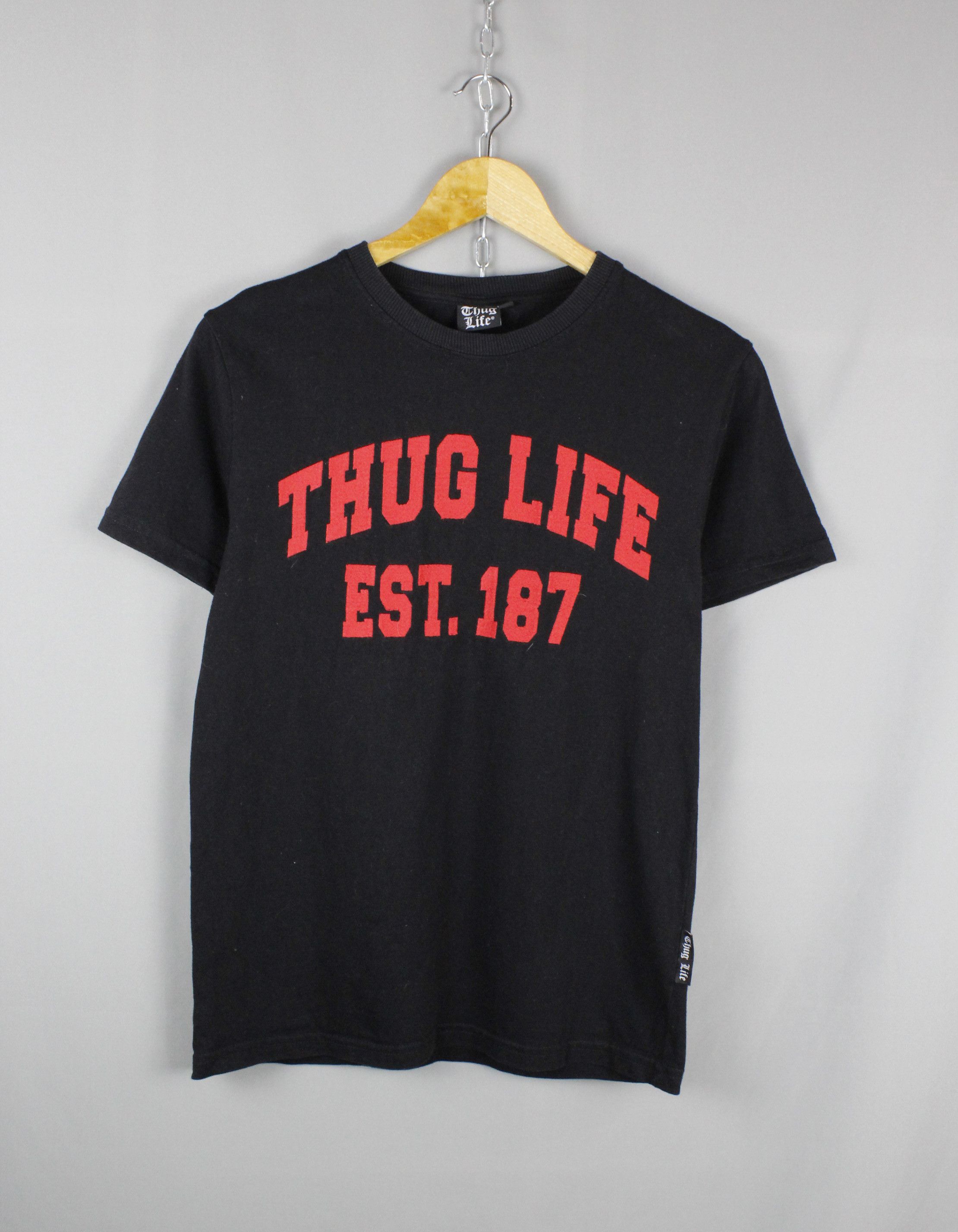 Rap Tees × Vintage Thug Life 187 Logo Black T-shirt Size US S / EU 44-46 / 1 - 1 Thumbnail