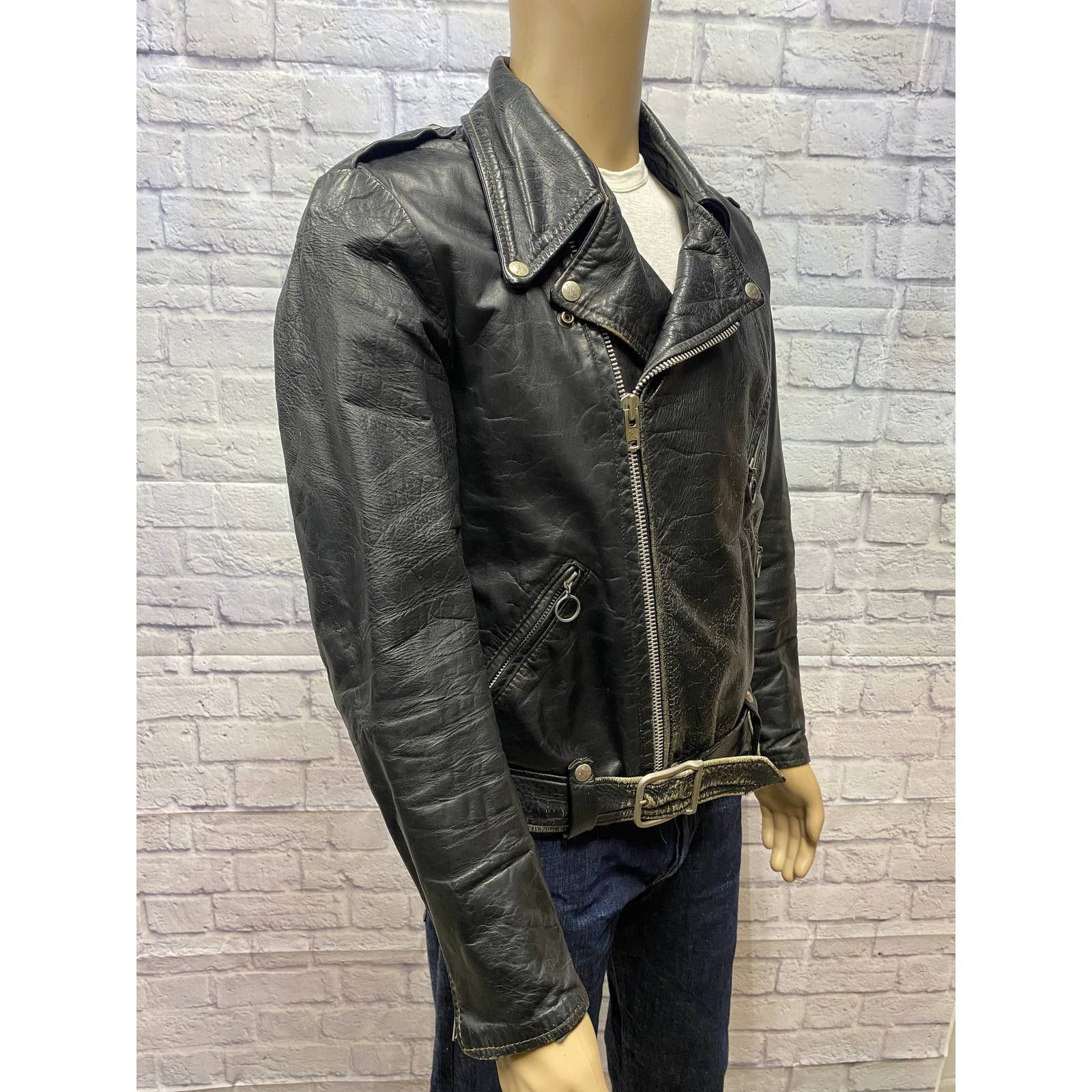 80's Brooks Leather Sportswear motorcycle rocker jacket 42
