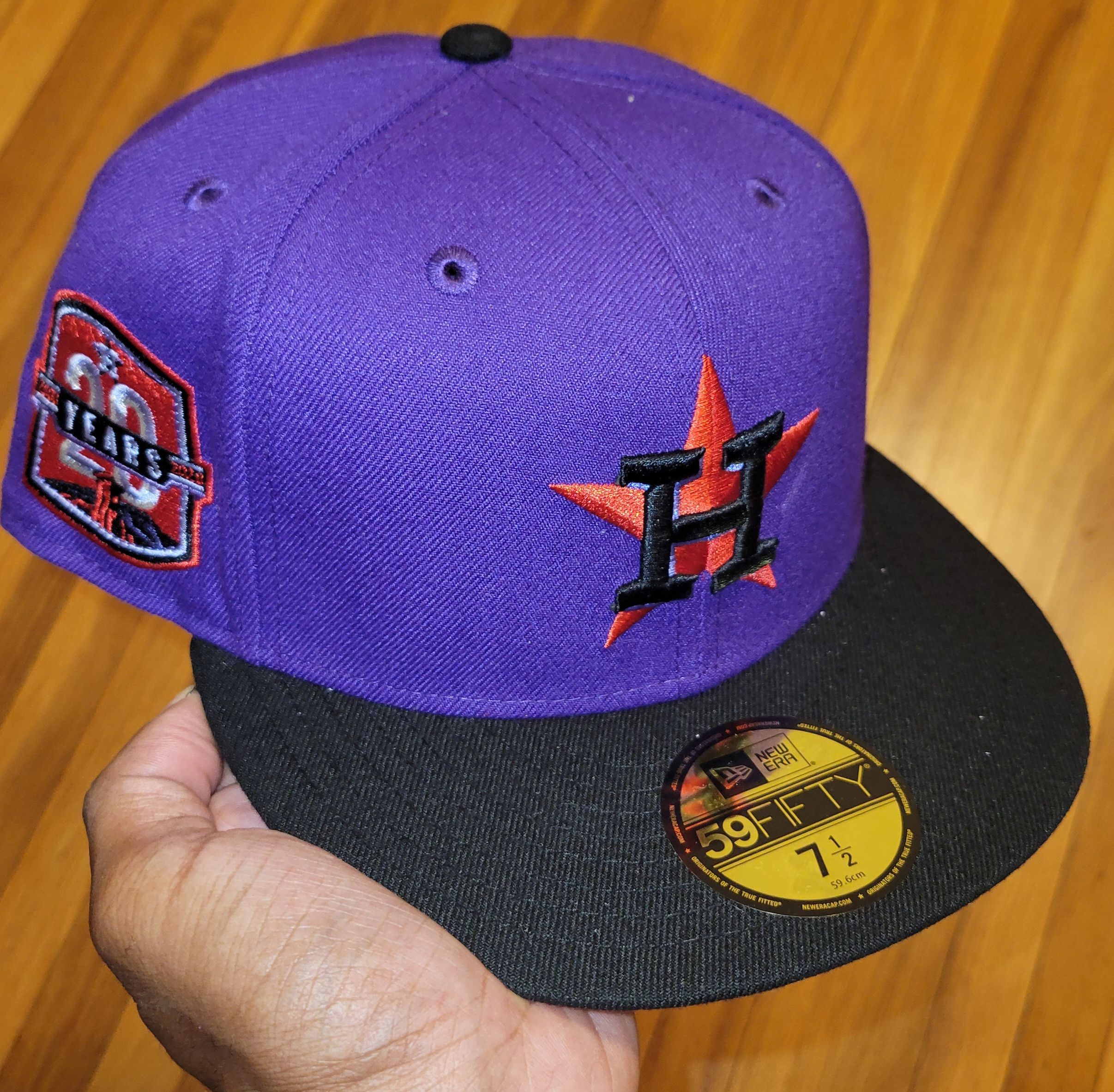 New Era Houston Astros T-Dot 20th Anniversary Patch Hat Club Exclusive 59FIFTY Fitted Hat Purple/Black