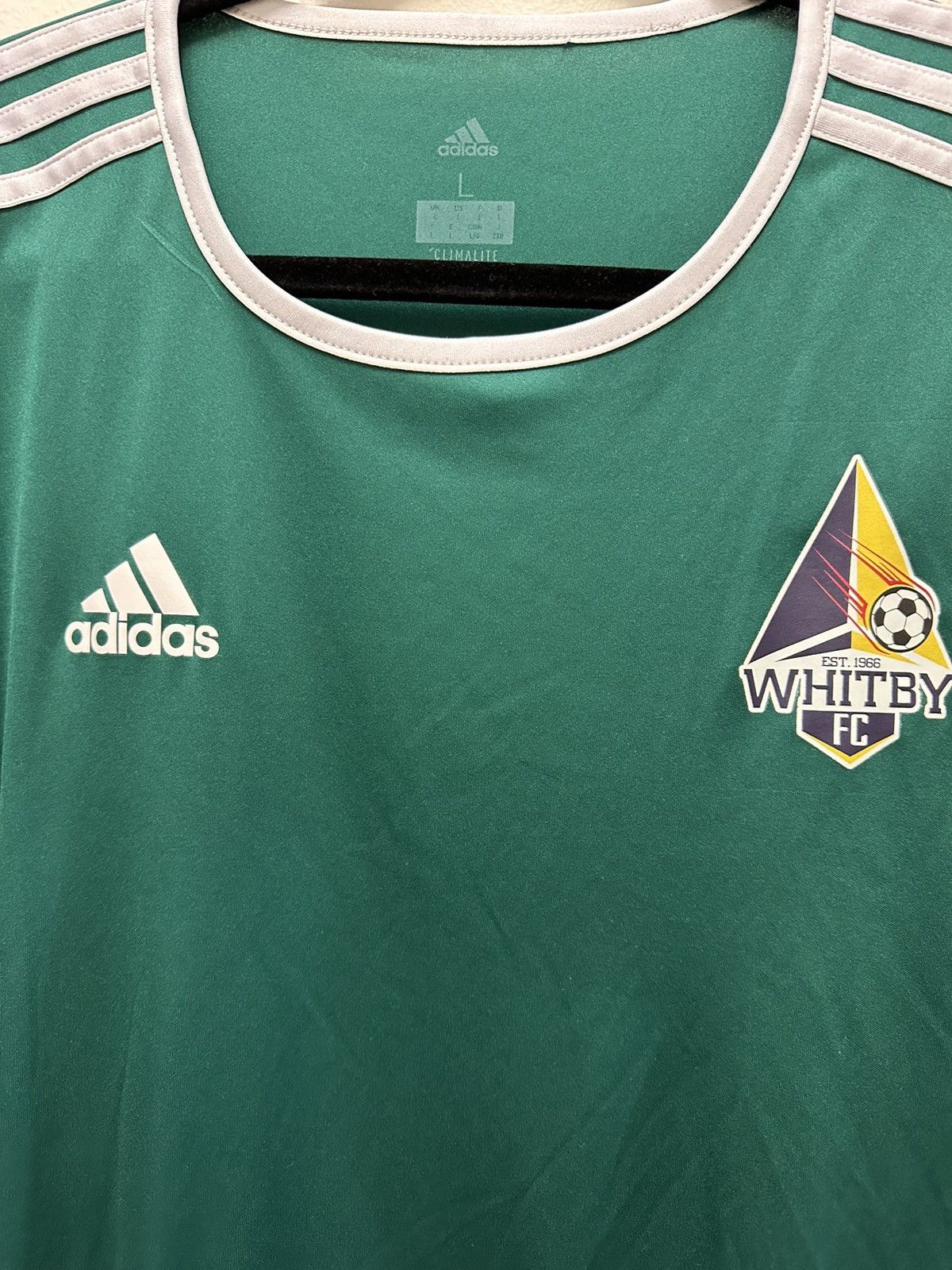 Adidas Vintage Adidas Soccer Jersey T-Shirt Whitby climate Y2K logo Size US L / EU 52-54 / 3 - 3 Thumbnail