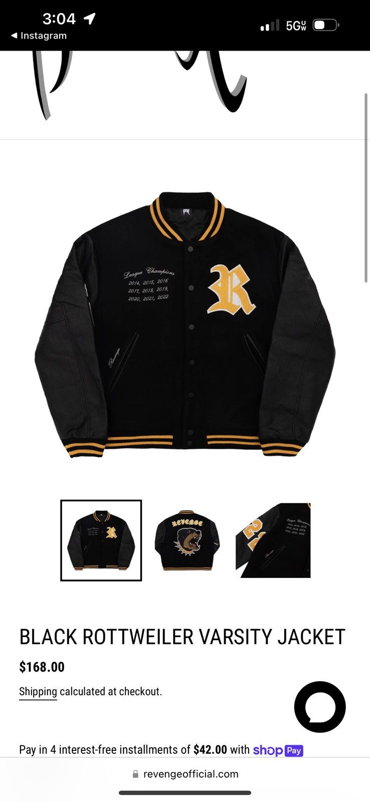 Revenge REVENGE BLACK ROTTWEILER VARSITY JACKET Sz.XL Size US XL / EU 56 / 4 - 1 Thumbnail