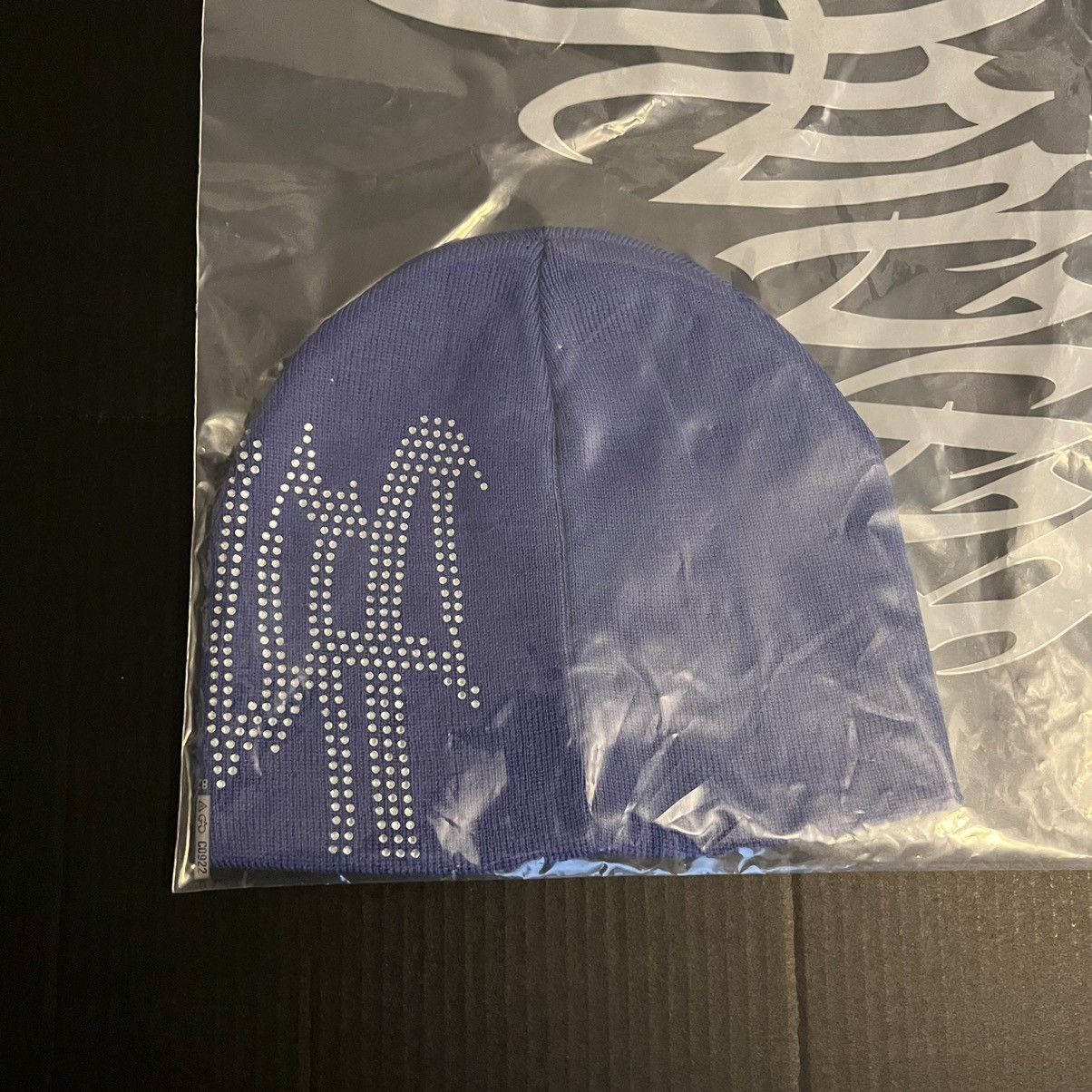 Revenge Revenge Iris Blue Rhinestone Arch Logo Beanie Size ONE SIZE - 3 Thumbnail