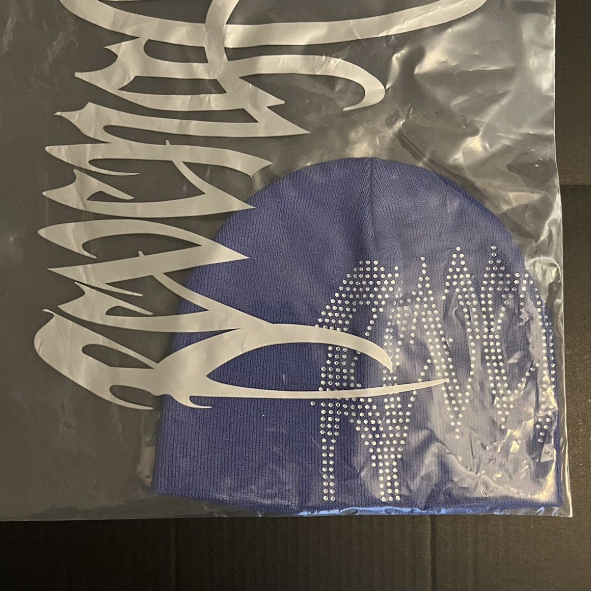 Revenge Revenge Iris Blue Rhinestone Arch Logo Beanie Size ONE SIZE - 2 Thumbnail