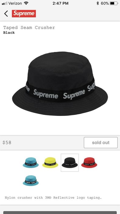 Supreme S/M Supreme Taped Seam Crusher - Black | Grailed