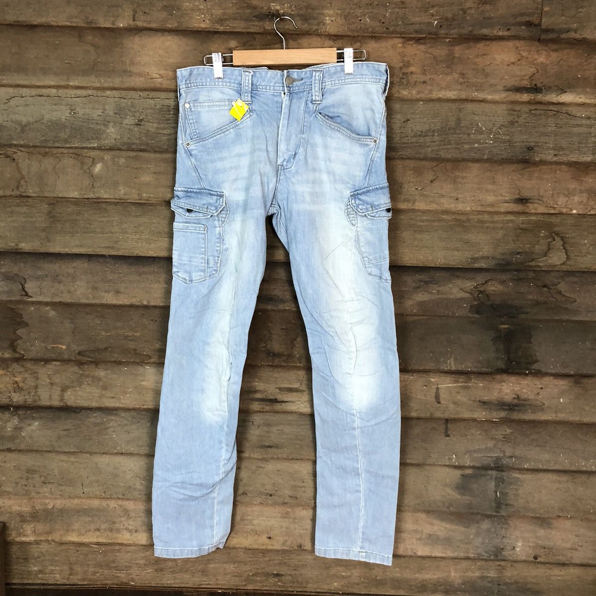 Japanese Brand Ever River Blue faded distressed Denim Pants #3347 Size US 31 - 1 Thumbnail