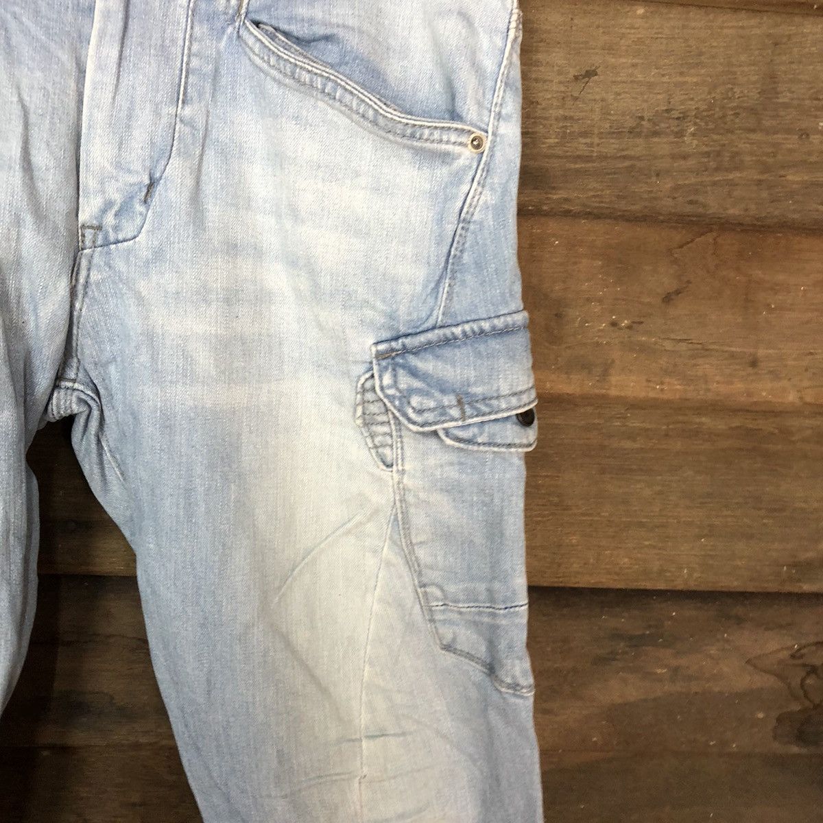 Japanese Brand Ever River Blue faded distressed Denim Pants #3347 Size US 31 - 7 Thumbnail