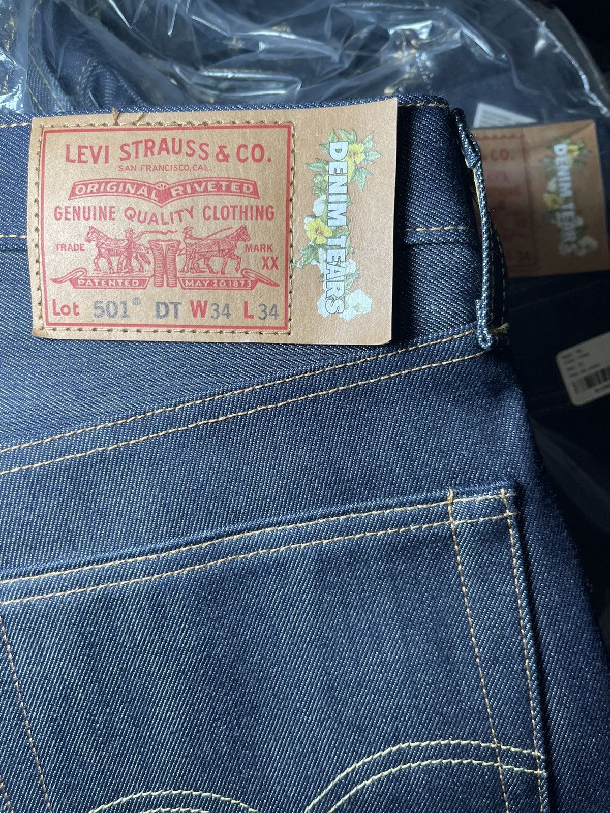 image of Levi X Denim Tears 501 in Indigo, Men's (Size 34)