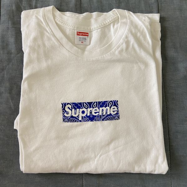 Supreme bandana box hot sale logo tee white