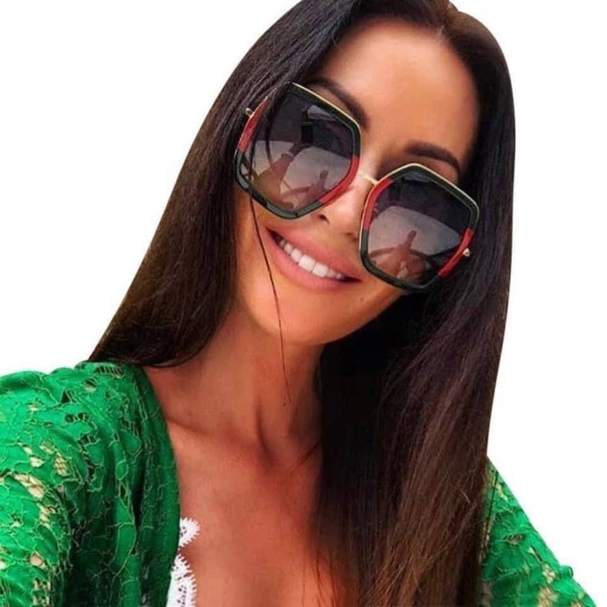 Burberry NEW Gucci GG0106S Oversized Red Green Sunglasses Grailed