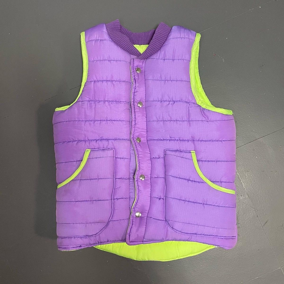 Other Vintage 90s Y2K Purple Green Reversible Star Puffer Vest Size XS / US 0-2 / IT 36-38 - 3 Thumbnail