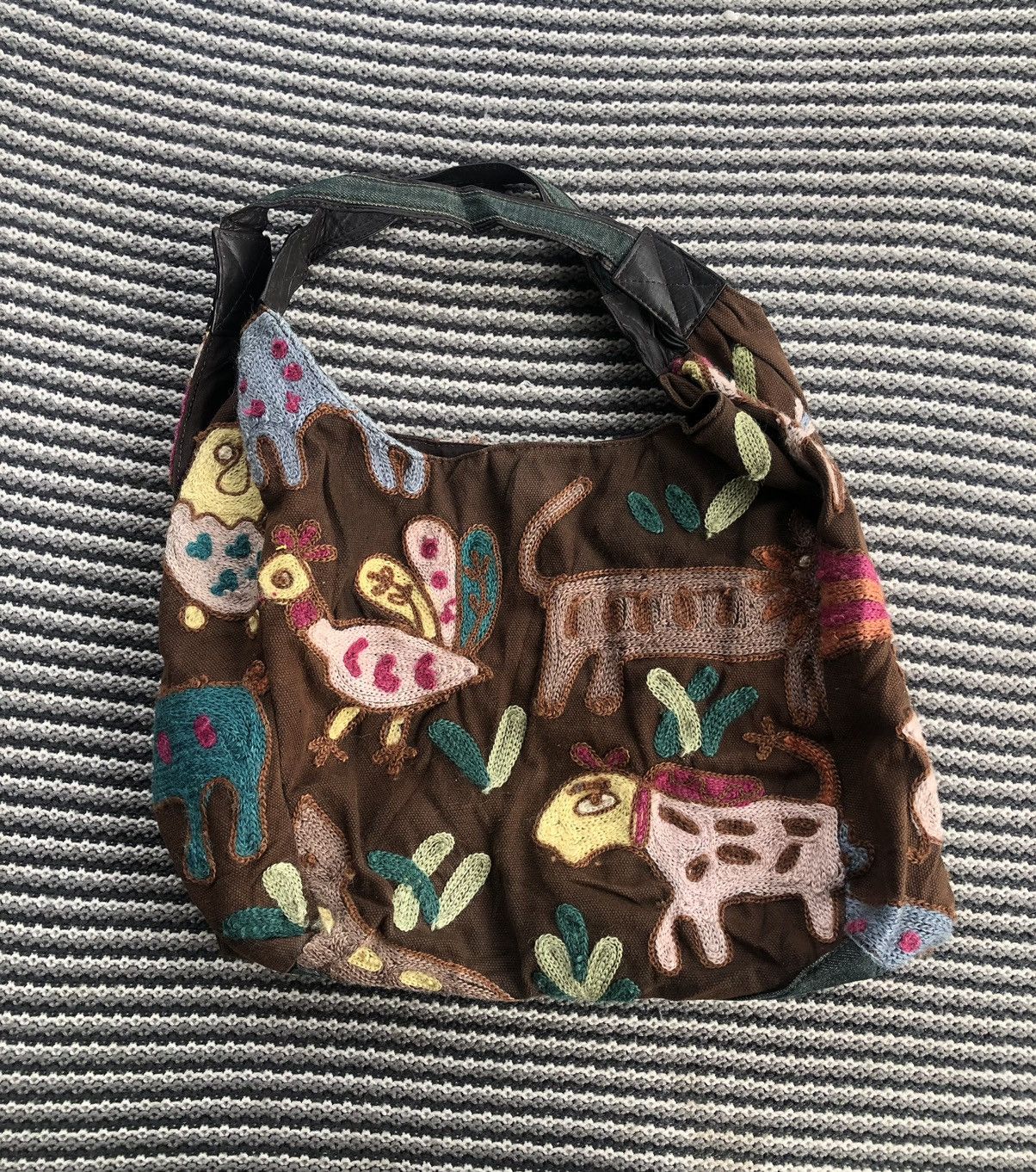 Durable Multicolor Animal Doodle Tote Bag