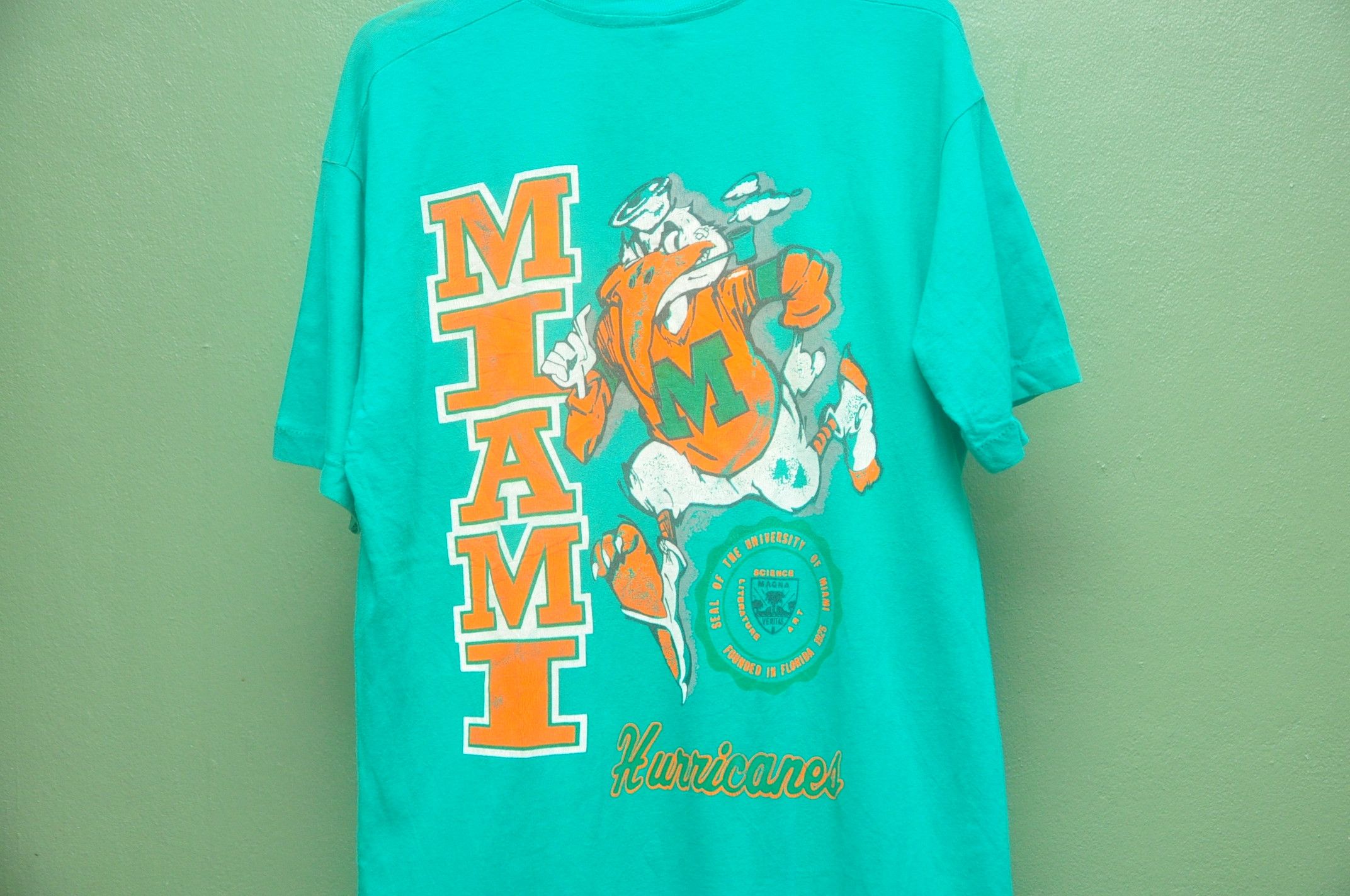 Vintage Vintage 90s Miami Harricanes Shirt Fashion Style Size US L / EU 52-54 / 3 - 3 Thumbnail