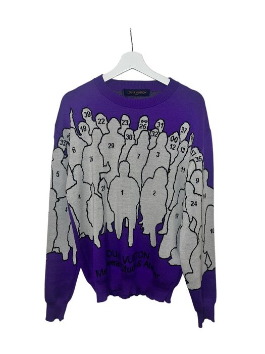 Louis Vuitton Gray Wool Studio Jacquard Sweater size XXL