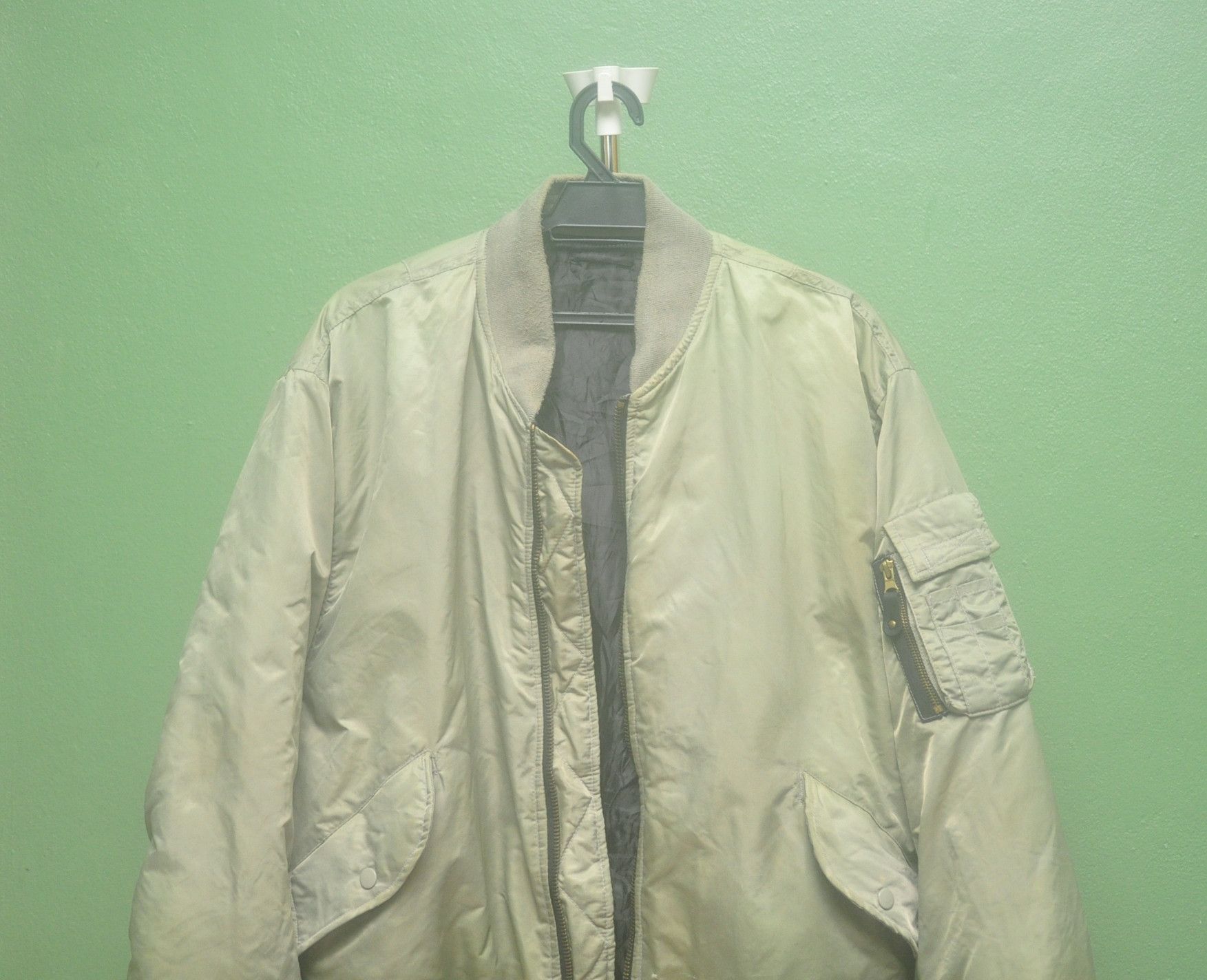 Japanese Brand × Vintage Vintage Japanese Flight Jacket Broken Zip Grey Colour Size US L / EU 52-54 / 3 - 3 Thumbnail