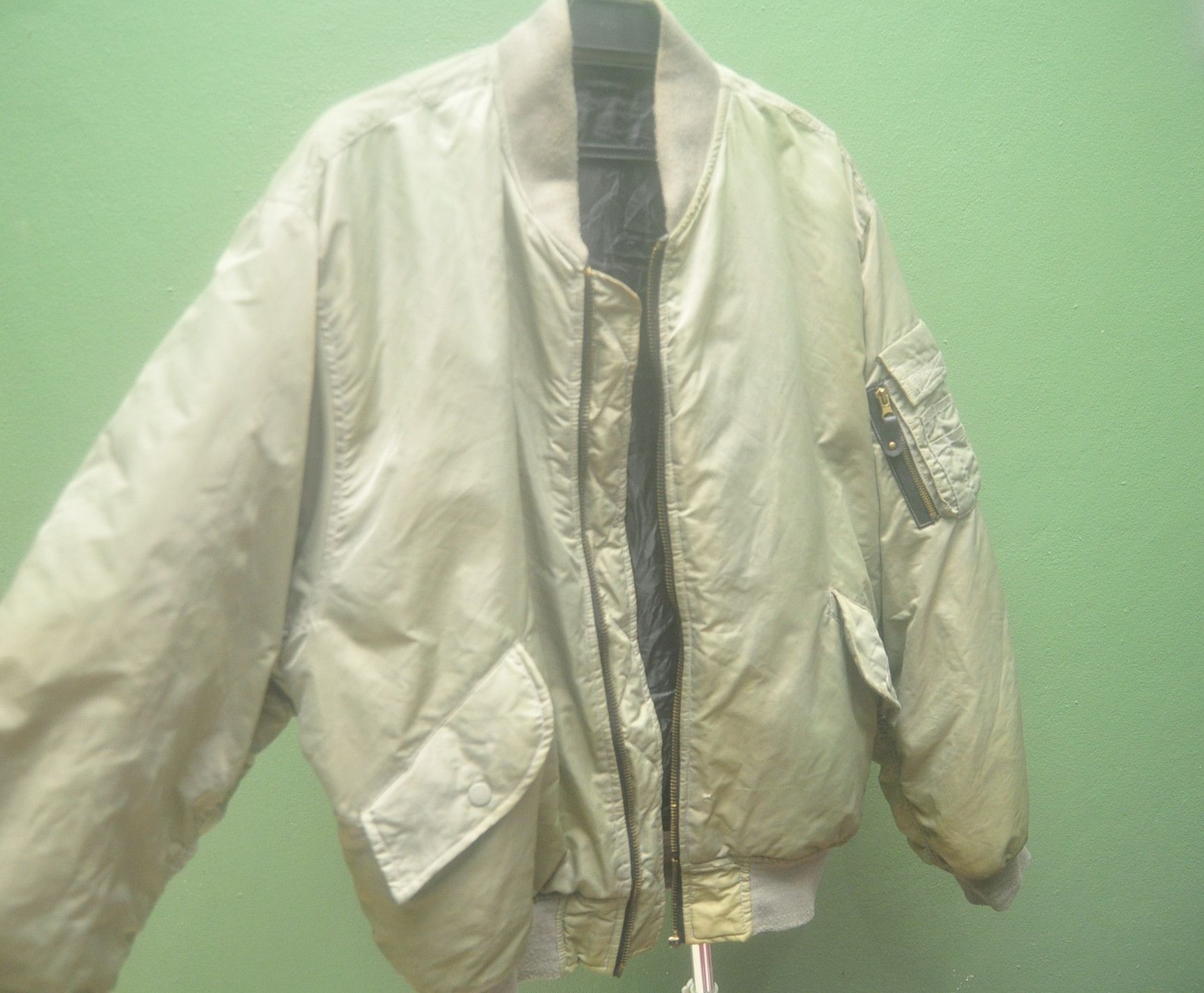 Japanese Brand × Vintage Vintage Japanese Flight Jacket Broken Zip Grey Colour Size US L / EU 52-54 / 3 - 5 Thumbnail