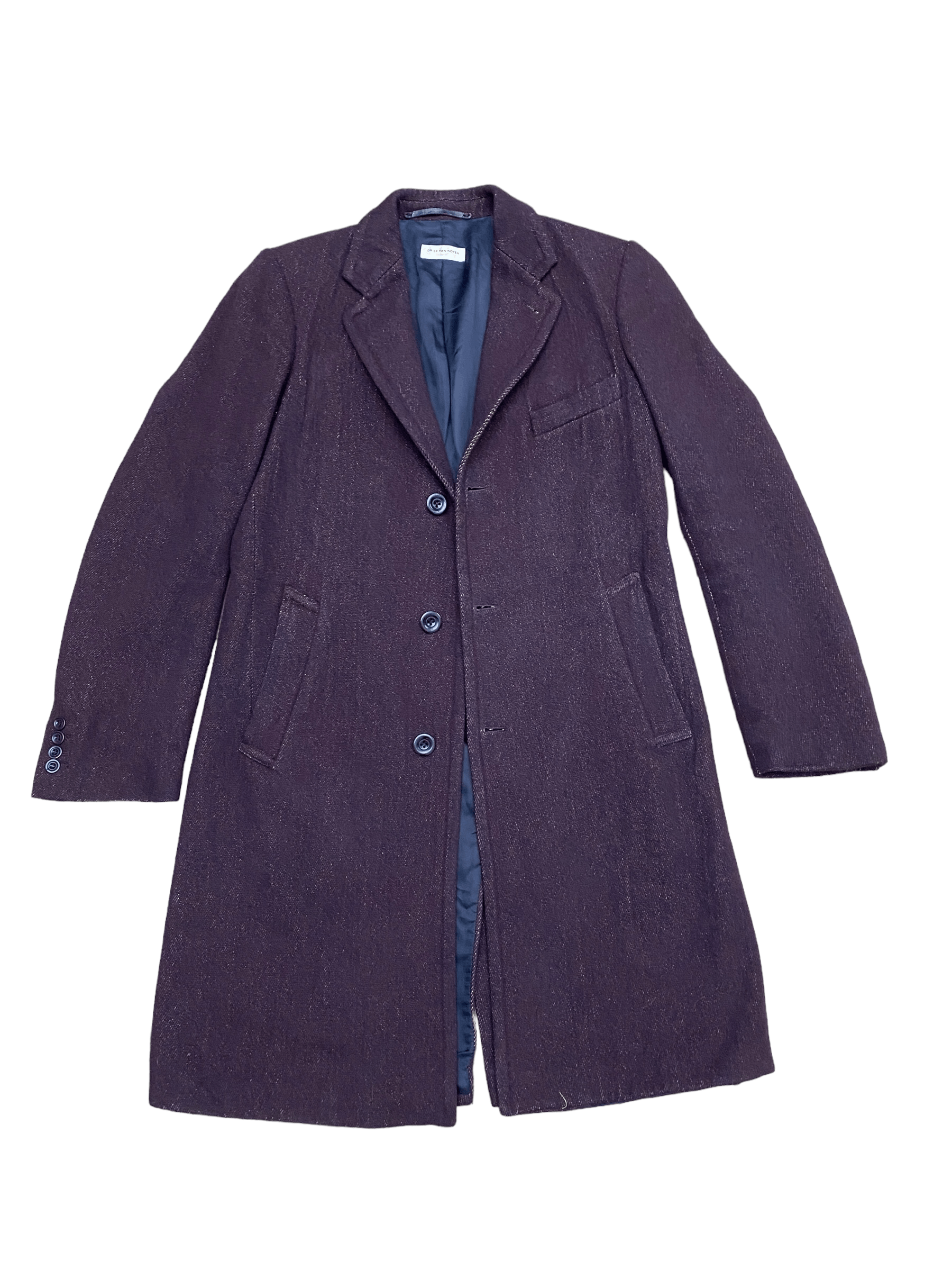 Dries Van Noten Burgundy Wool / Cotton Coat Size US S / EU 44-46 / 1 - 1 Thumbnail
