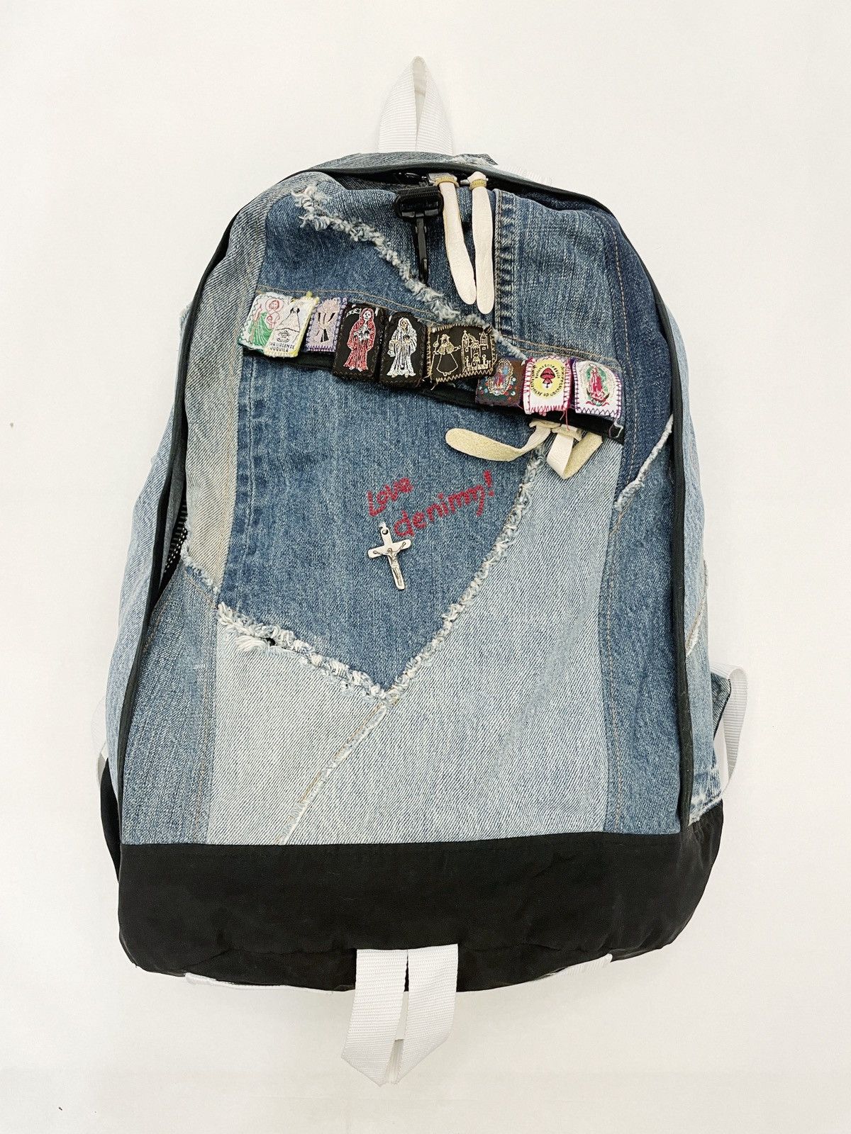 image of Vintage Gilet Denim Remade Backpack in Blue, Men's