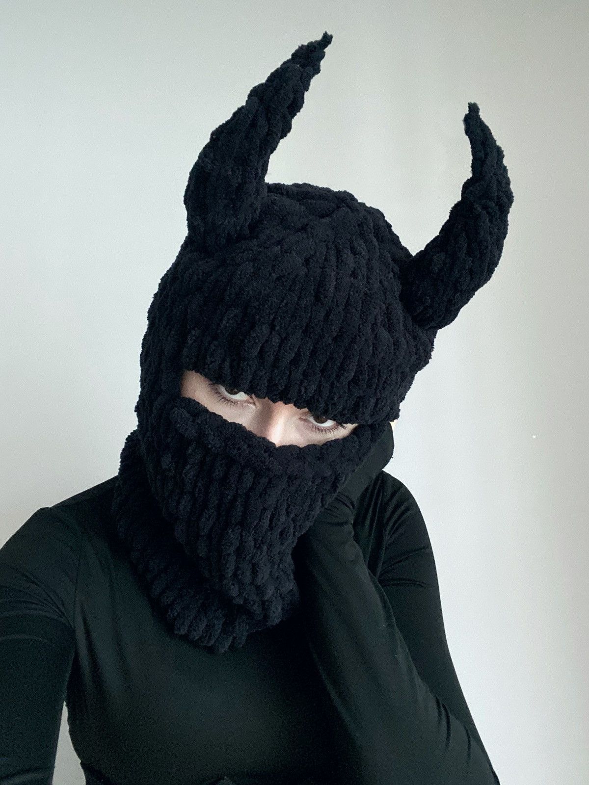 Japanese Brand Sexy Devil ski mask with horns . Scull Balaclava . Hat Size ONE SIZE - 3 Thumbnail